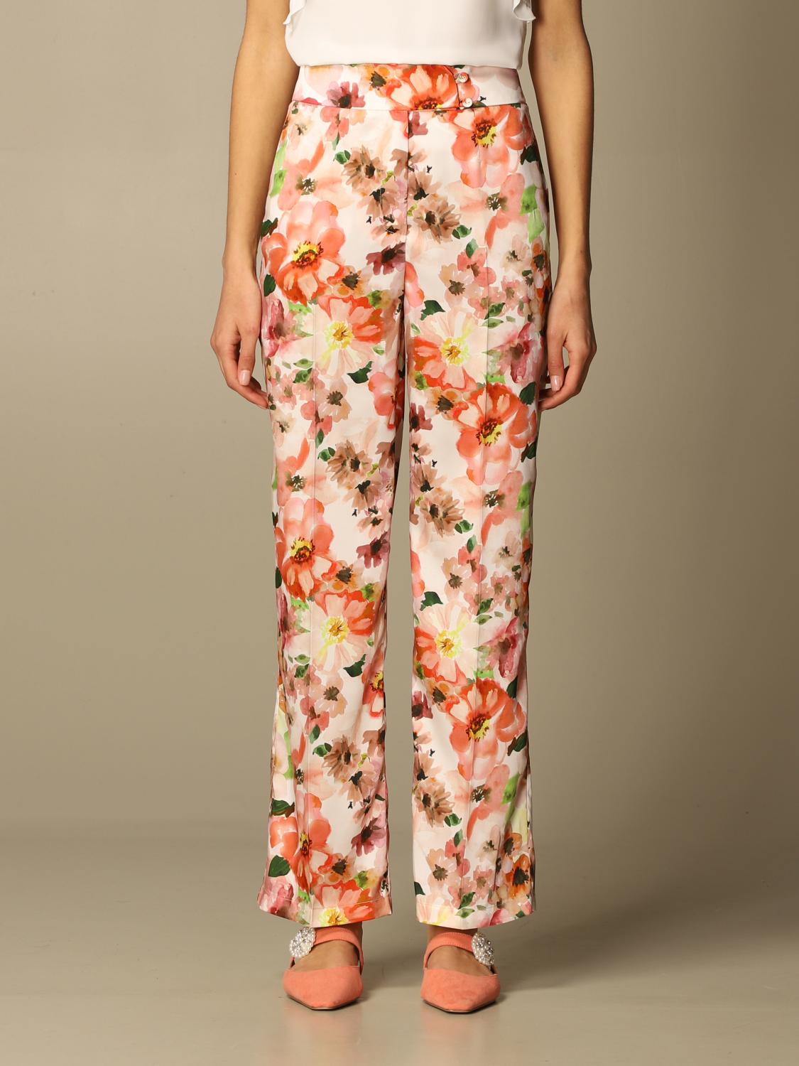 PATRIZIA PEPE Wide floral patterned trousers by Multicolor