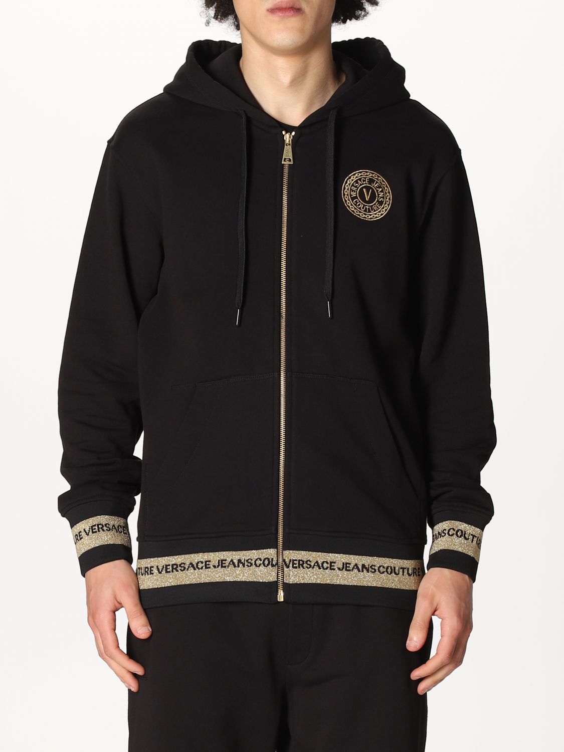 VERSACE JEANS COUTURE: hoodie - Black | Versace Jeans Couture ...