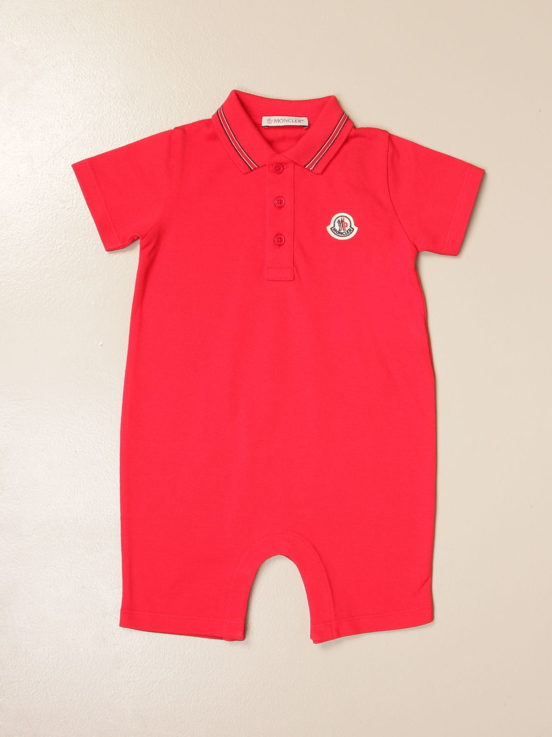 MONCLER: polo shirt in cotton with logo - Red | Moncler tracksuits ...