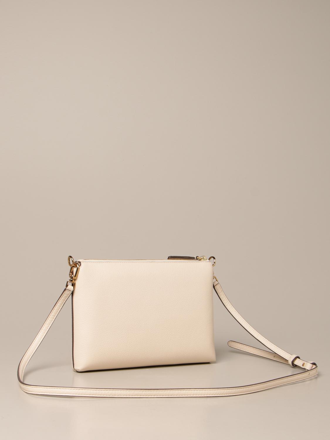 TORY BURCH Kira Pebbled crossbody bag in textured leather Beige