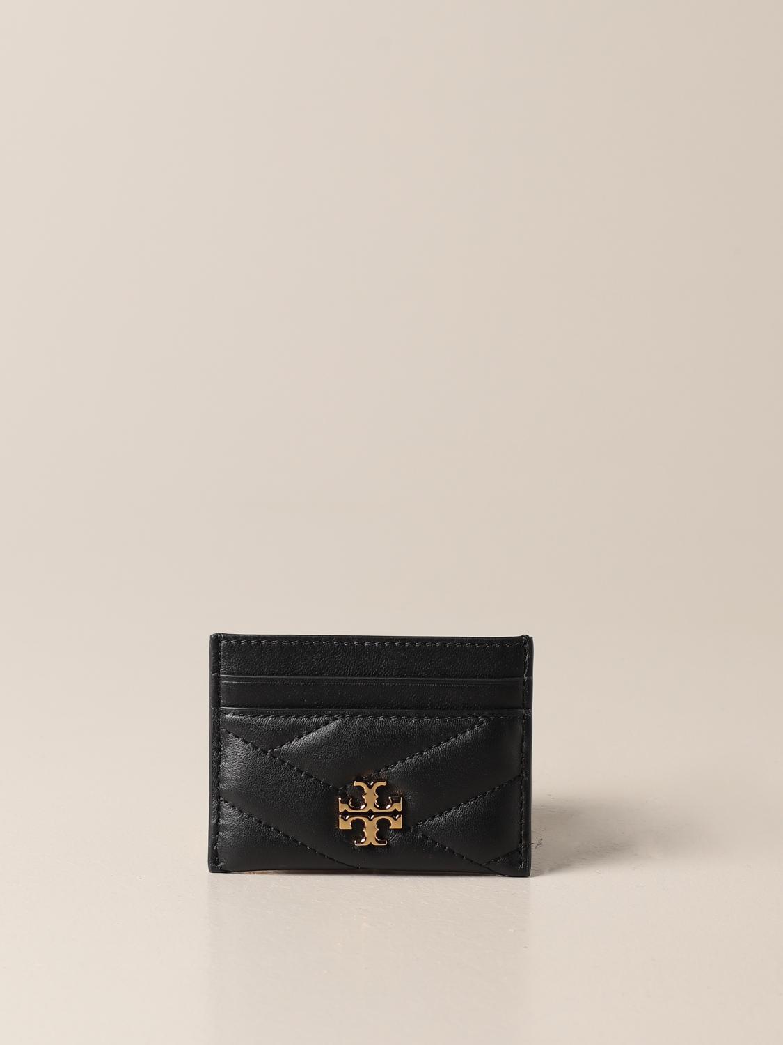 TORY BURCH credit card holder in quilted leather with metallic emblem