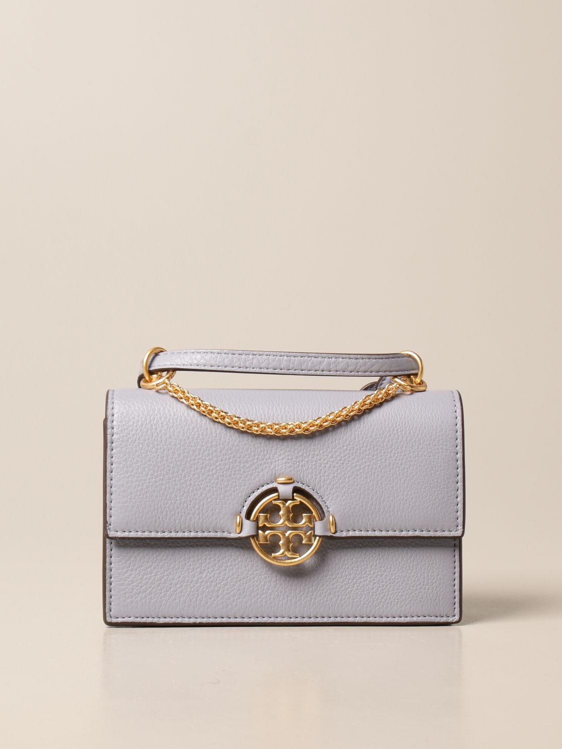 TORY BURCH: leather crossbody bags with crest - Dust | Tory Burch crossbody  bags 80532 online on 
