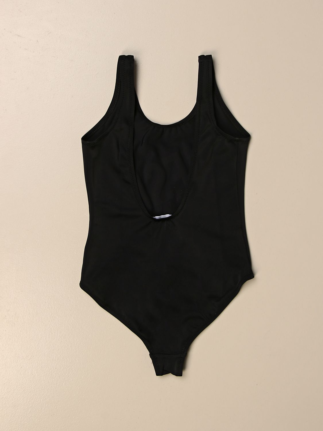 DIESEL: stretch one-piece swimsuit with big logo - Black | Diesel ...