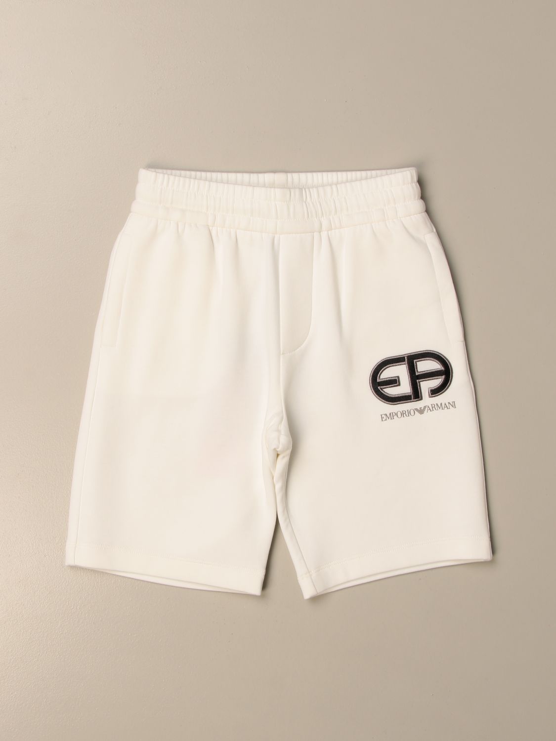 Pantaloncino Emporio Armani: Pantaloncino jogging Emporio Armani in cotone con logo bianco 1