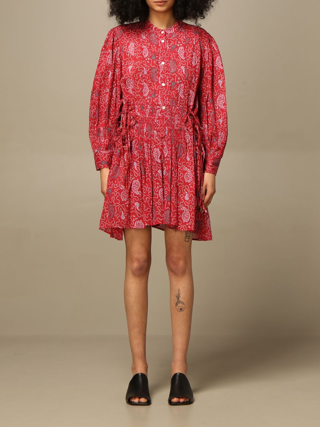 Pigment folkeafstemning bringe handlingen ISABEL MARANT ETOILE: short dress in patterned cotton - Red | Isabel Marant  Etoile dress RO186521P031E online on GIGLIO.COM