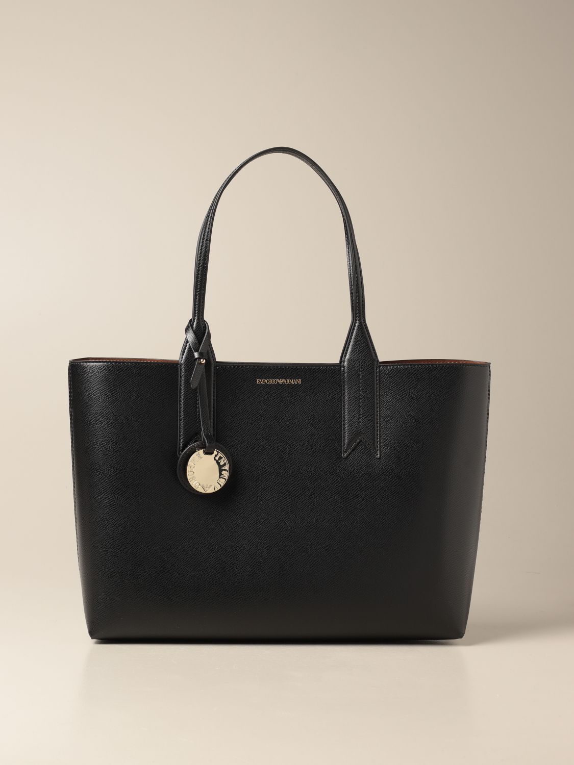 EMPORIO ARMANI: bag in grained synthetic leather - Black | Emporio ...