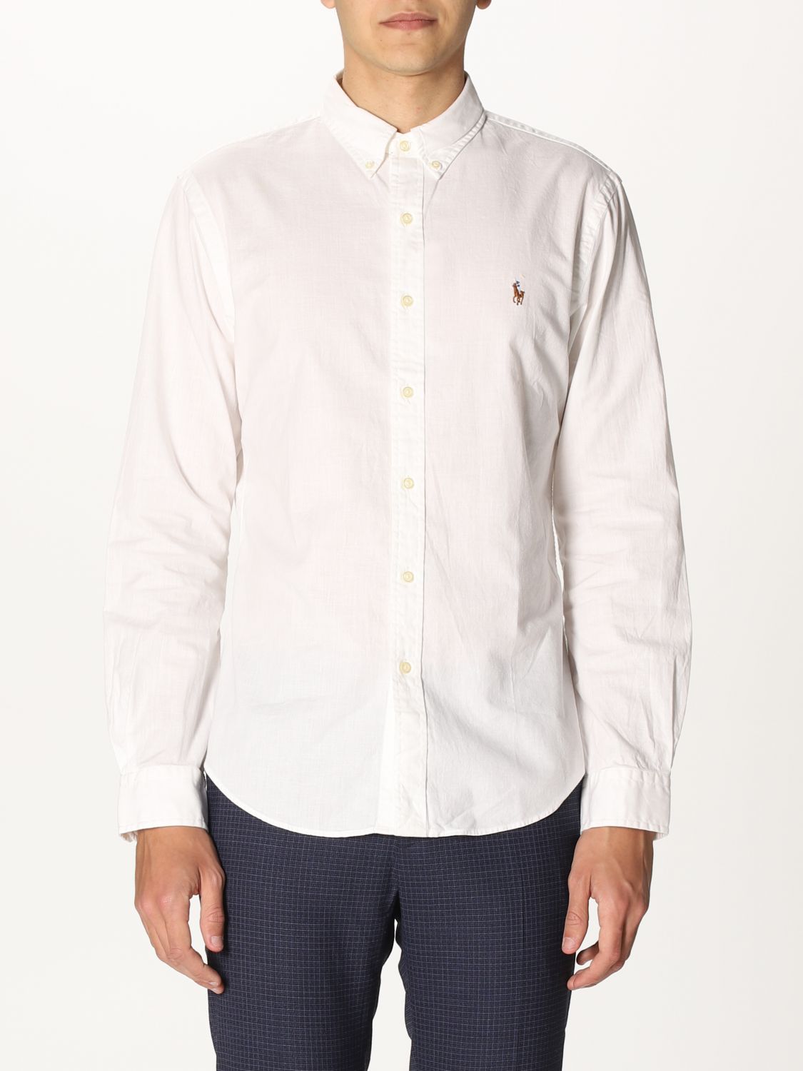 POLO RALPH LAUREN: shirt with button down collar - White | Shirt Polo ...