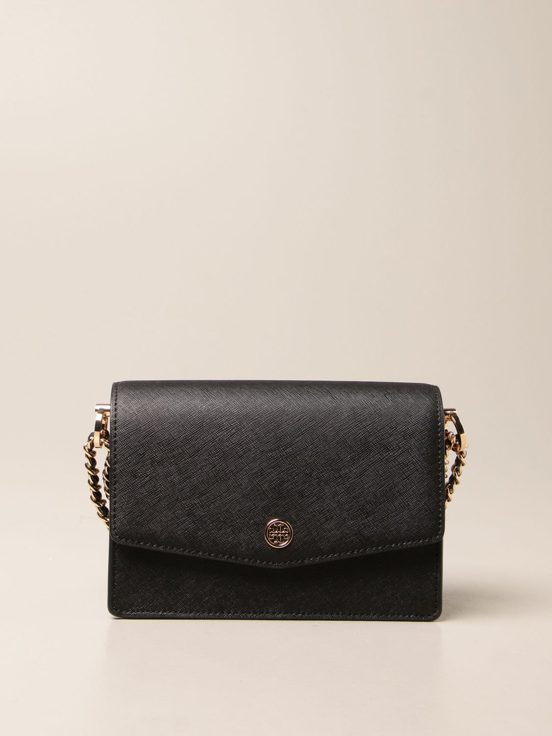Tory Burch 145218 Robinson Black Saffiano Leather With Gold Hardware  Women's Crossbody/Shoulder Bag: Handbags