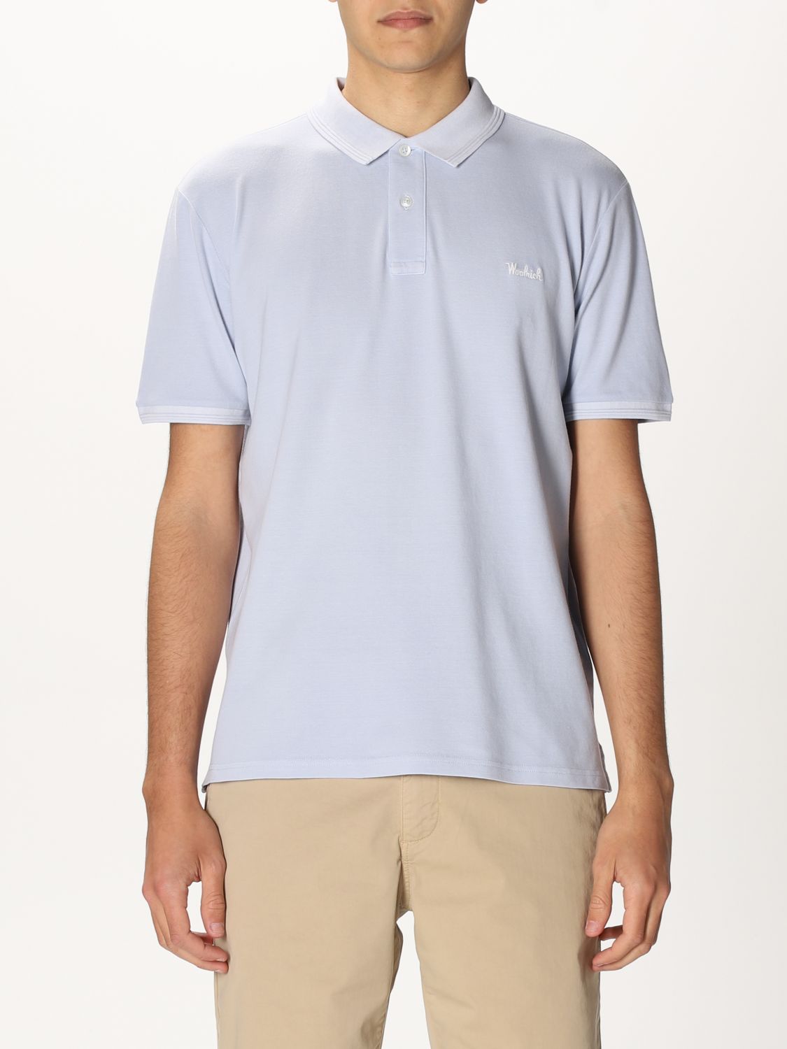 Polo shirt Woolrich: Woolrich cotton piqué polo shirt with logo sky blue 1