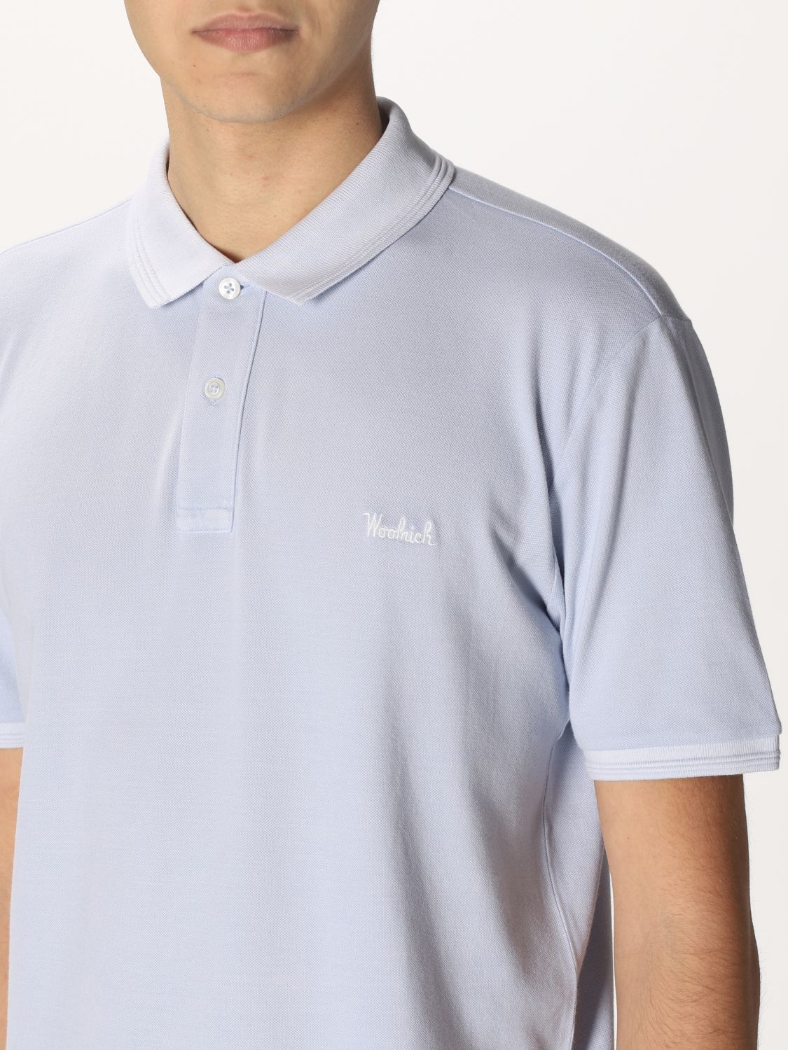 Polo shirt Woolrich: Woolrich cotton piqué polo shirt with logo sky blue 3