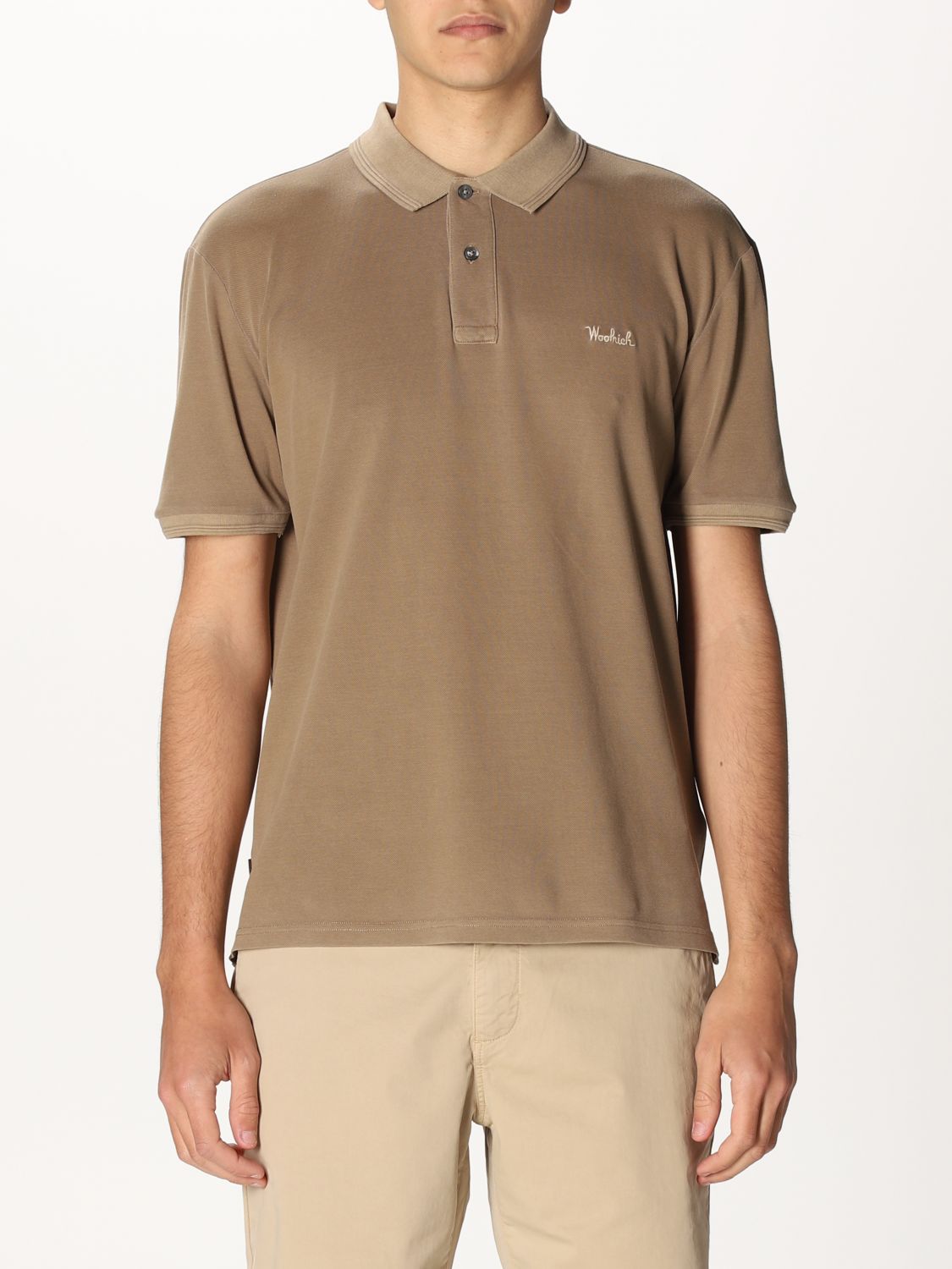 Polo shirt Woolrich: Woolrich cotton piqué polo shirt with logo beige 1