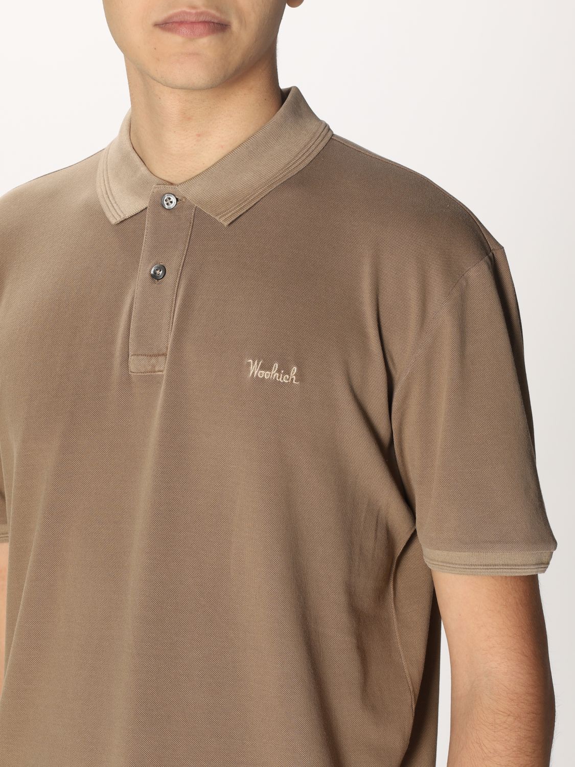 Polo shirt Woolrich: Woolrich cotton piqué polo shirt with logo beige 3