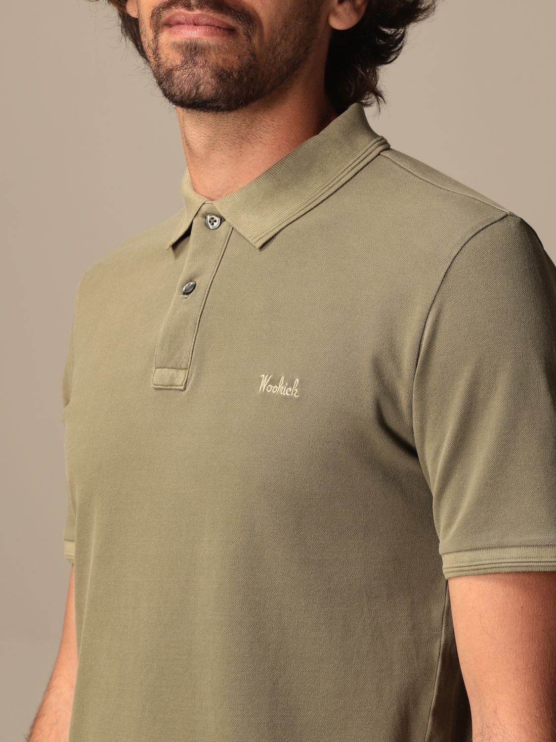 Polo shirt Woolrich: Woolrich cotton piqué polo shirt with logo olive 3