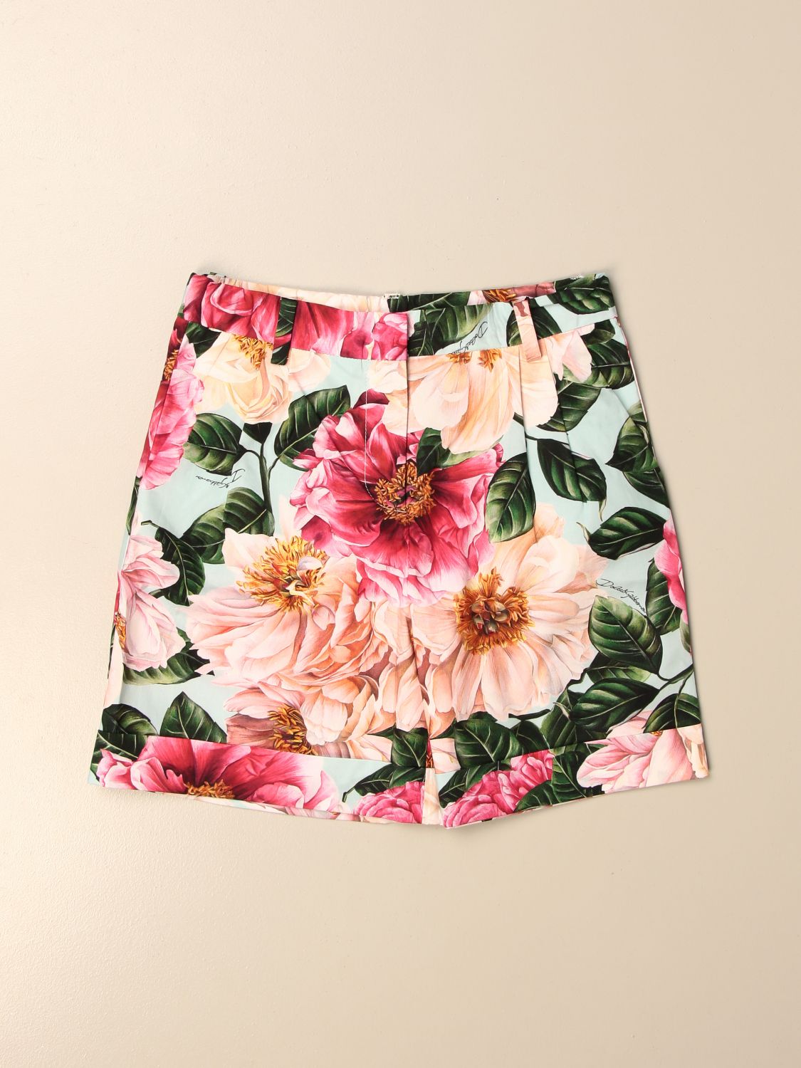Dolce & Gabbana Outlet: shorts in floral patterned cotton - Coral | Dolce & Gabbana  short L52Q51 HS5H5 online on 