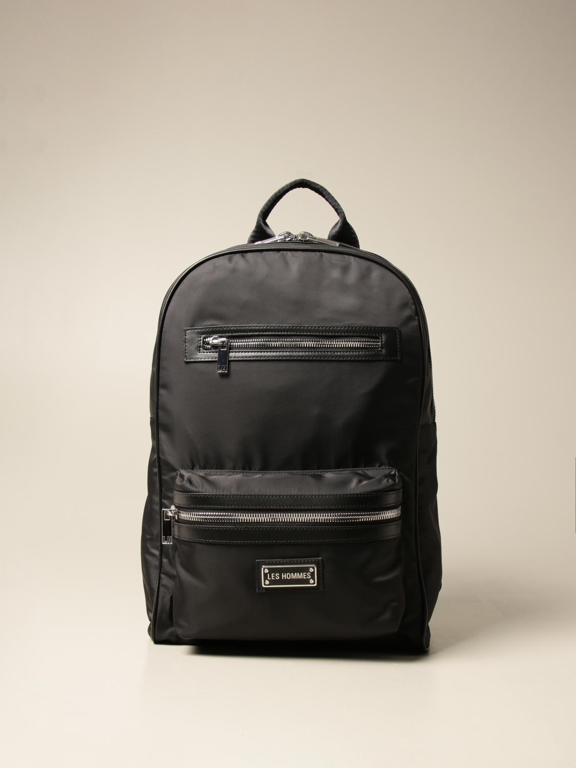 Click to view more detailed imagery on our partner's website Les Hommes Nylon And Leather Backpack In Nero