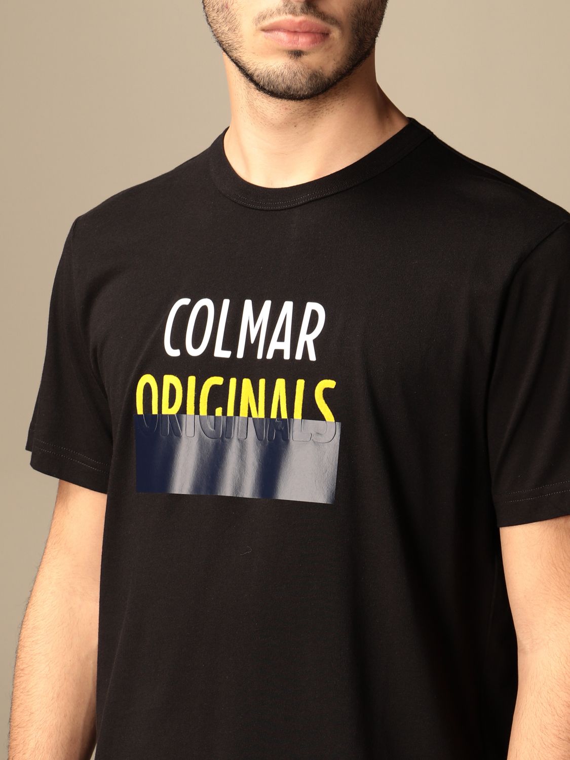 COLMAR: cotton T-shirt with big logo - Black | Colmar t-shirt 7595 6VP ...