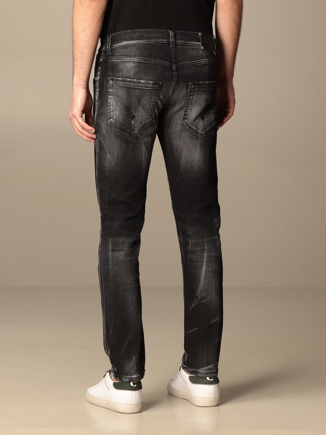 DONDUP: jeans in washed denim with rips - Black | Dondup online GIGLIO.COM