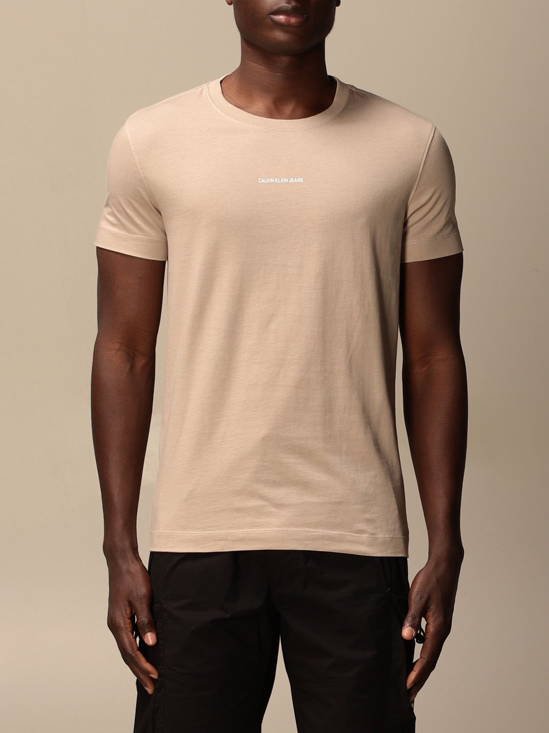 CALVIN KLEIN JEANS: t-shirt for men - Beige | Calvin Klein Jeans t-shirt  J30J318067 online on 