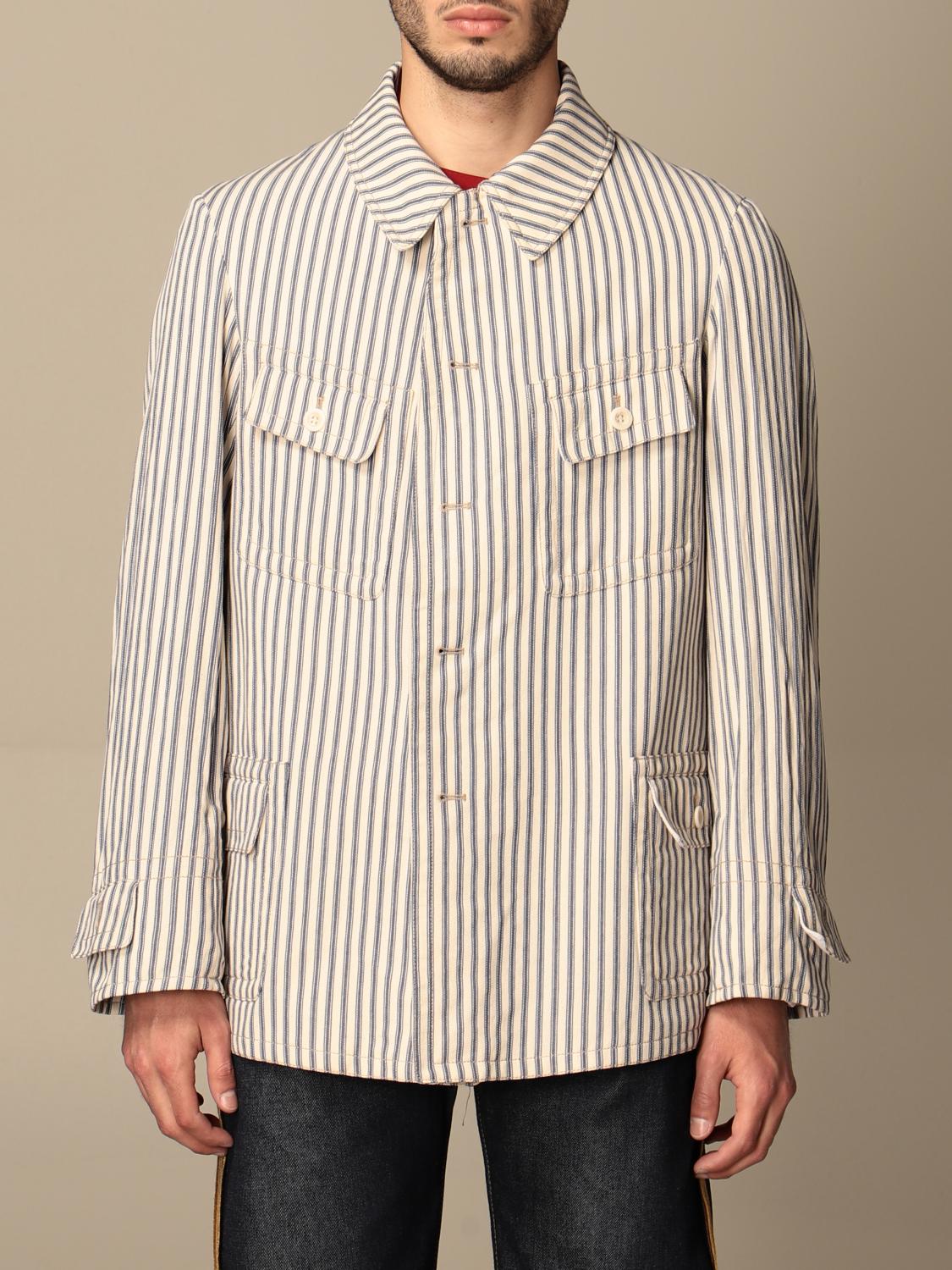 MAISON MARGIELA: striped cotton jacket - Ivory | Maison Margiela