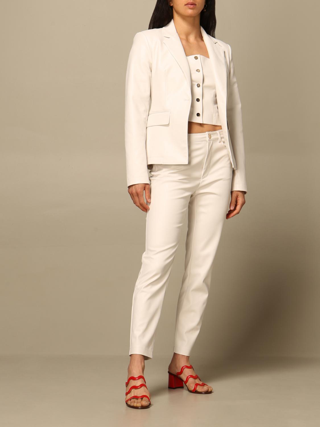 PINKO: Pantalone in pelle sintetica - Bianco | Pantalone Pinko 1G15ZV-7105  GIGLIO.COM