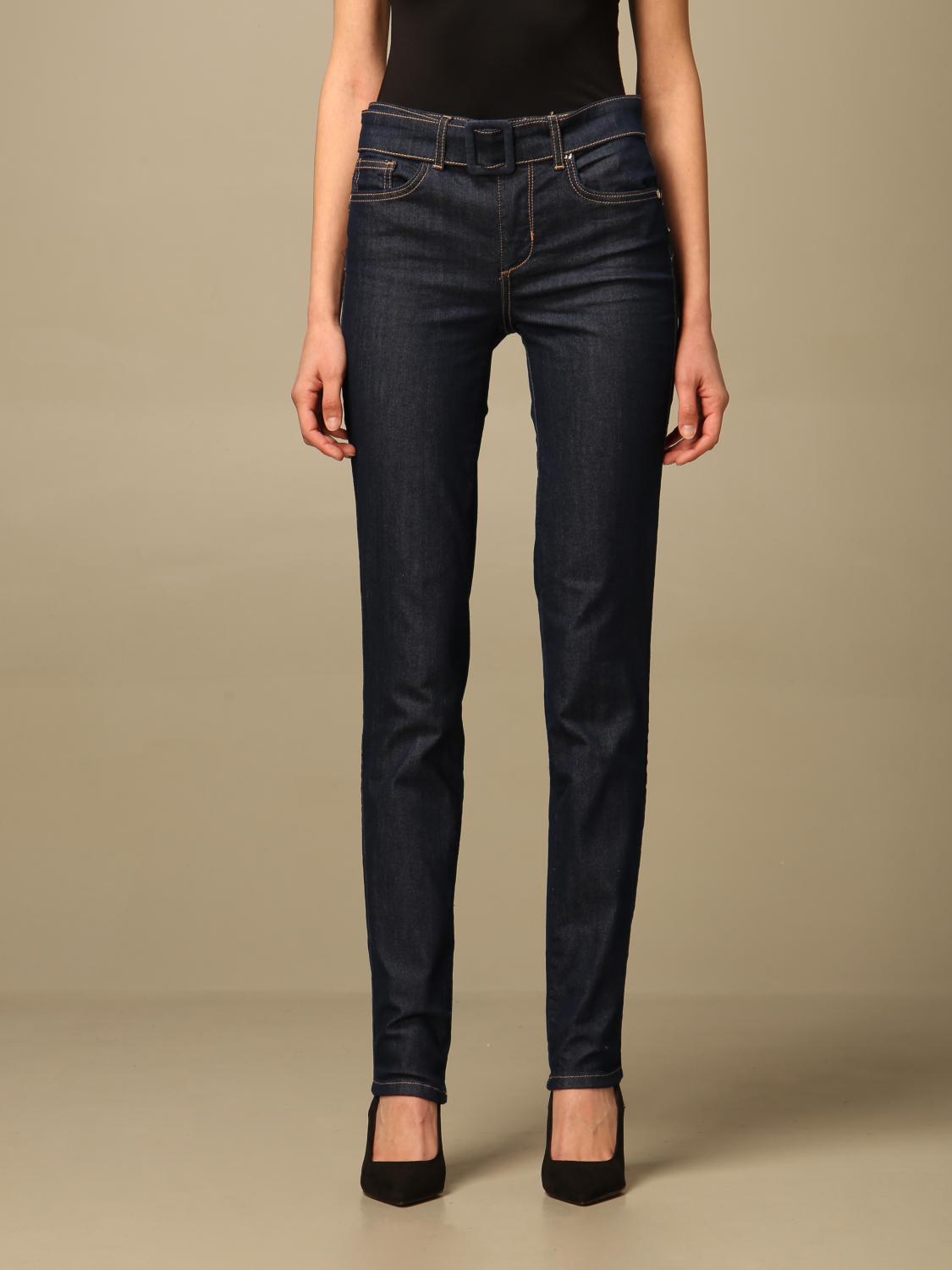 LIU JO: 5-pocket jeans with belt - Denim | Liu Jo jeans UA1112D4437 ...