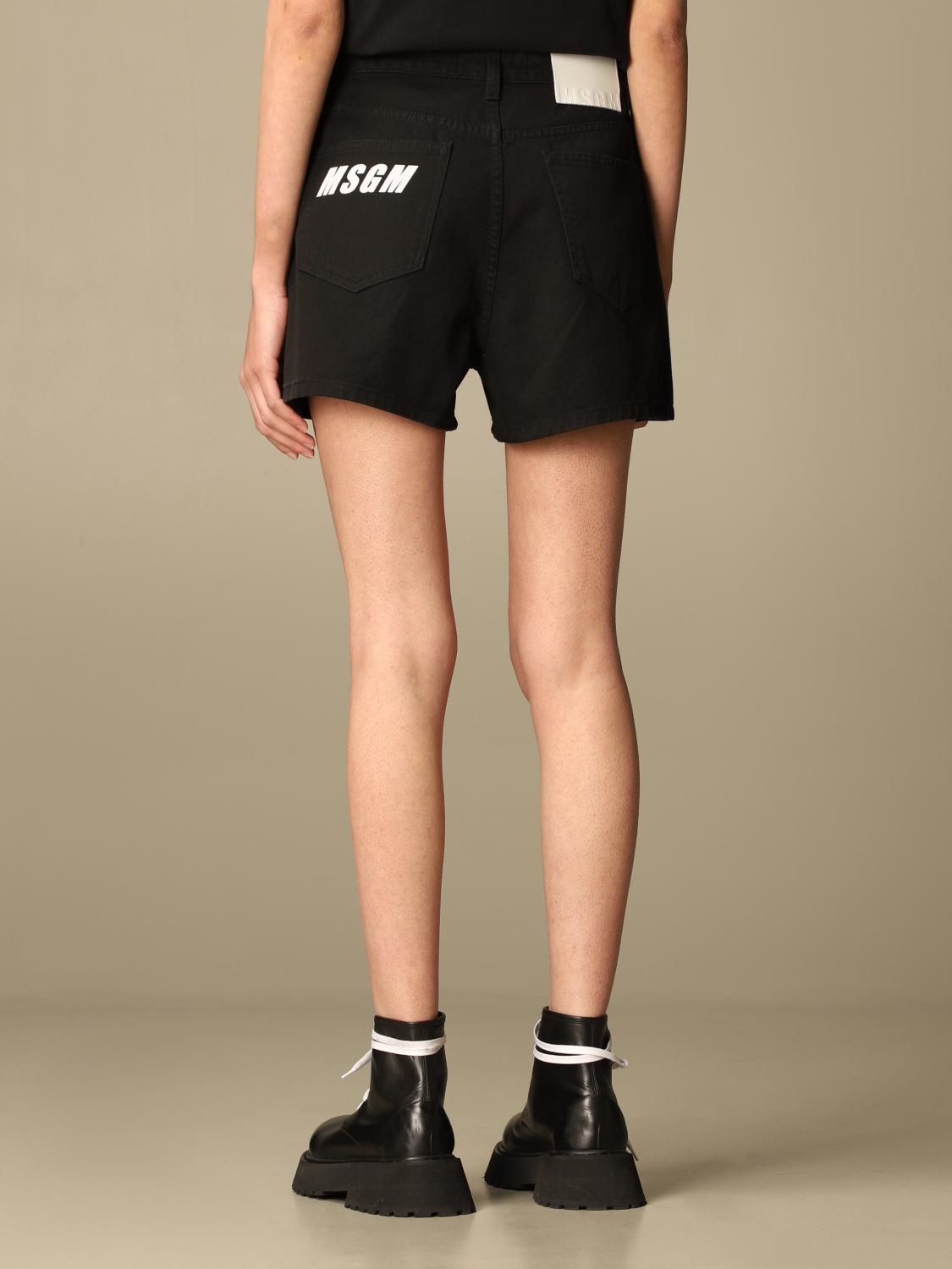 Msgm Outlet: Short di jeans - Nero | Pantaloncino Msgm 3041MDB40TX217282  GIGLIO.COM
