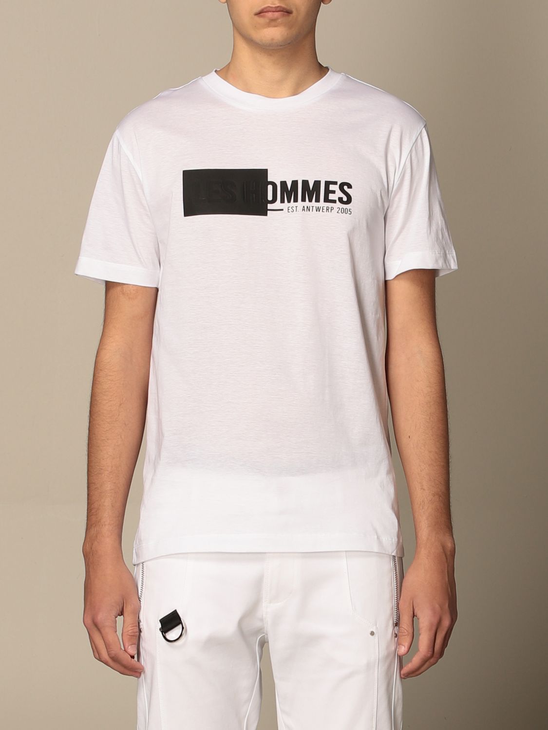 T-shirt Les Hommes: Les Hommes cotton T-shirt with big logo white 1