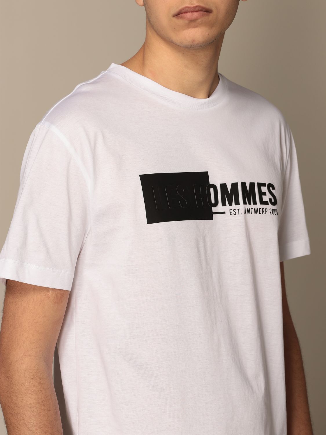 T-shirt Les Hommes: Les Hommes cotton T-shirt with big logo white 4