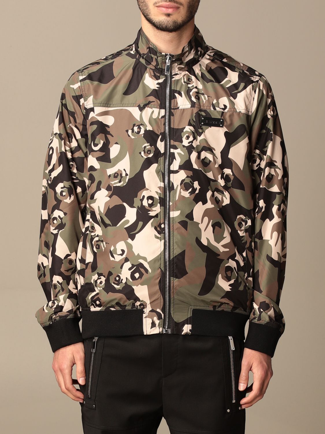 Early Prove Sky Les Hommes Outlet: patterned nylon jacket - Black | Les Hommes jacket  LKO101282P online on GIGLIO.COM