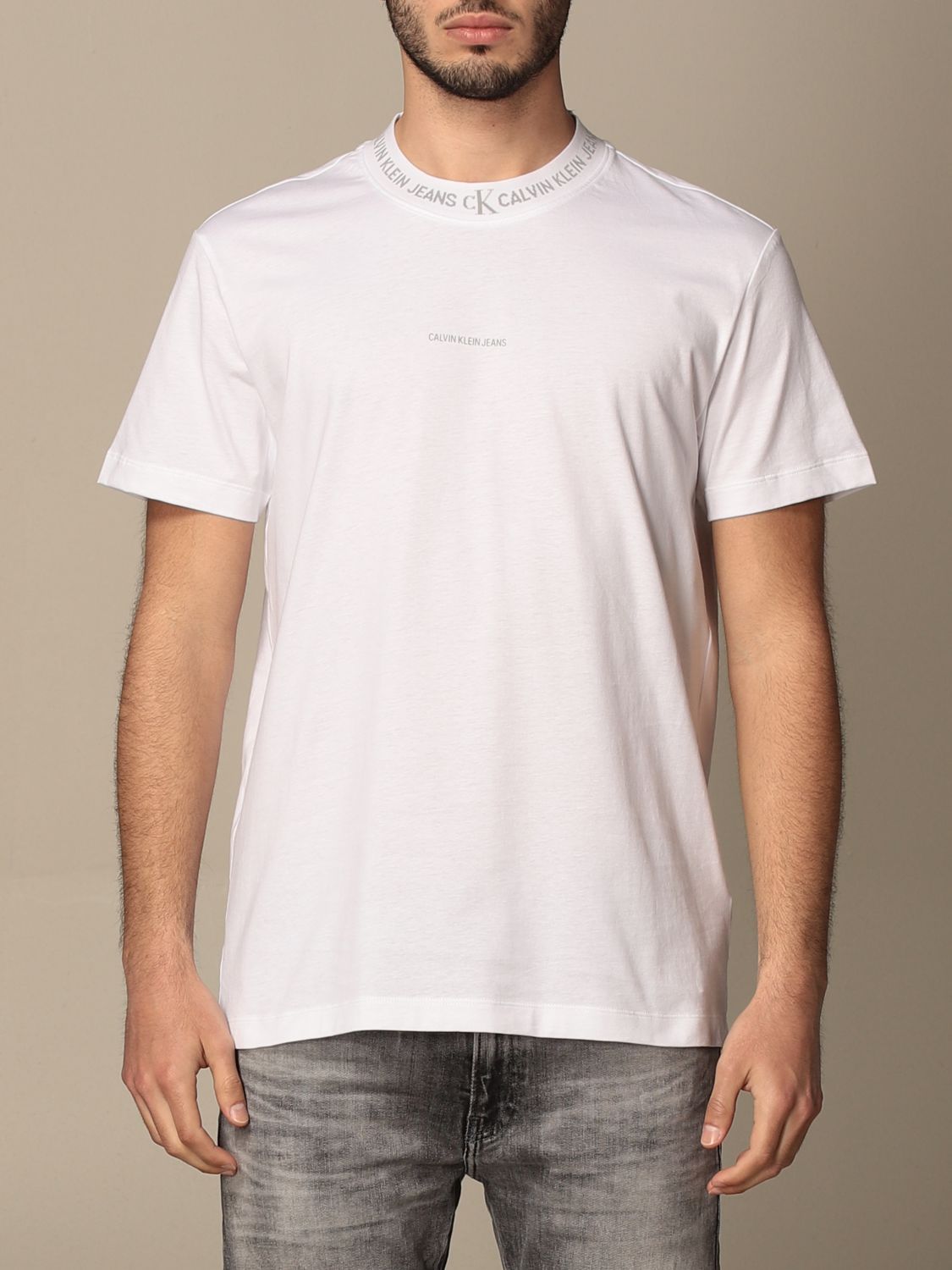 CALVIN KLEIN JEANS: Herren T-Shirt auf online J30J317096 Calvin | Jeans Weiß Klein T-Shirt 