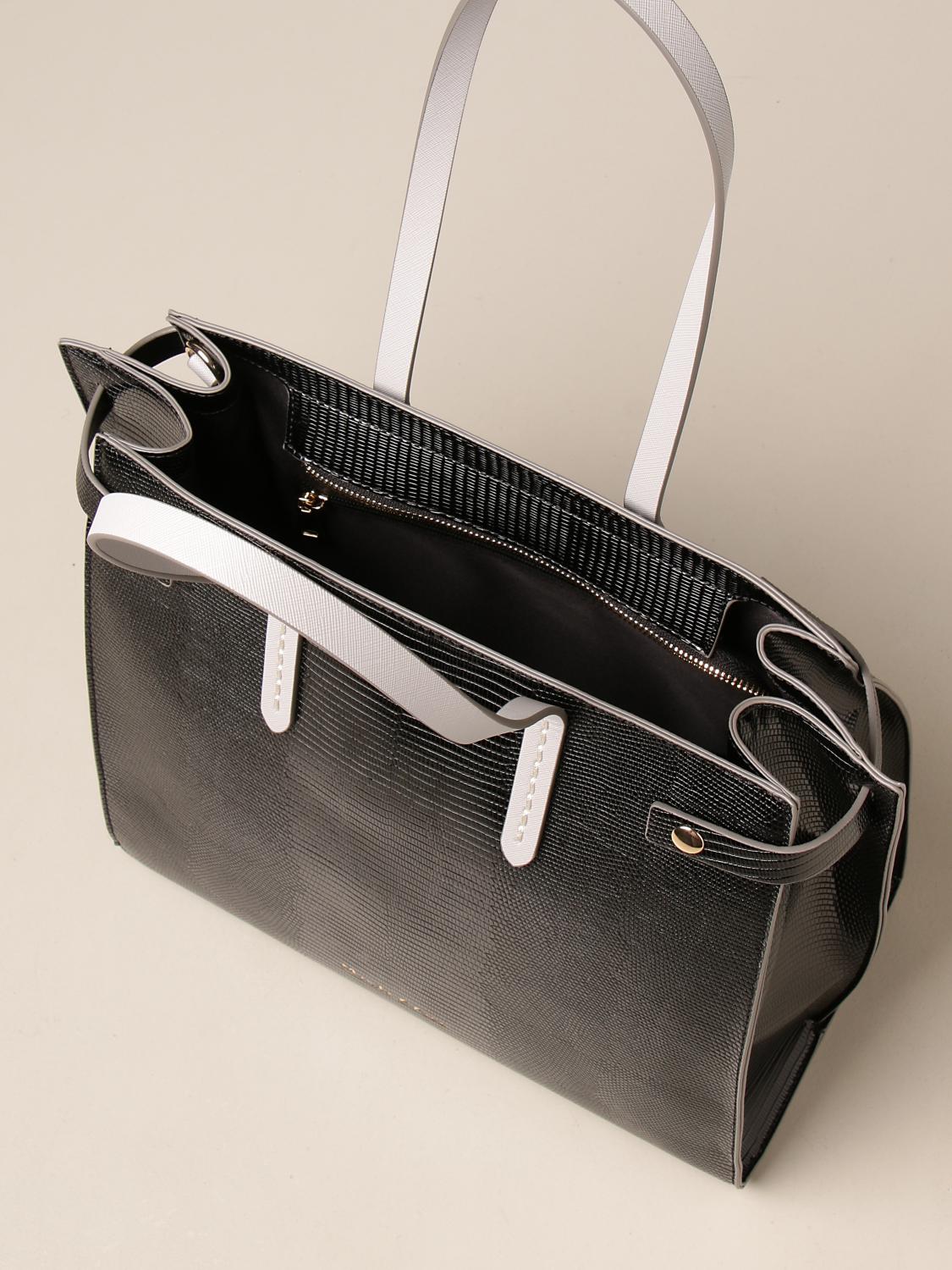 MANILA GRACE Felice medium shoulder bag in textured synthetic leather