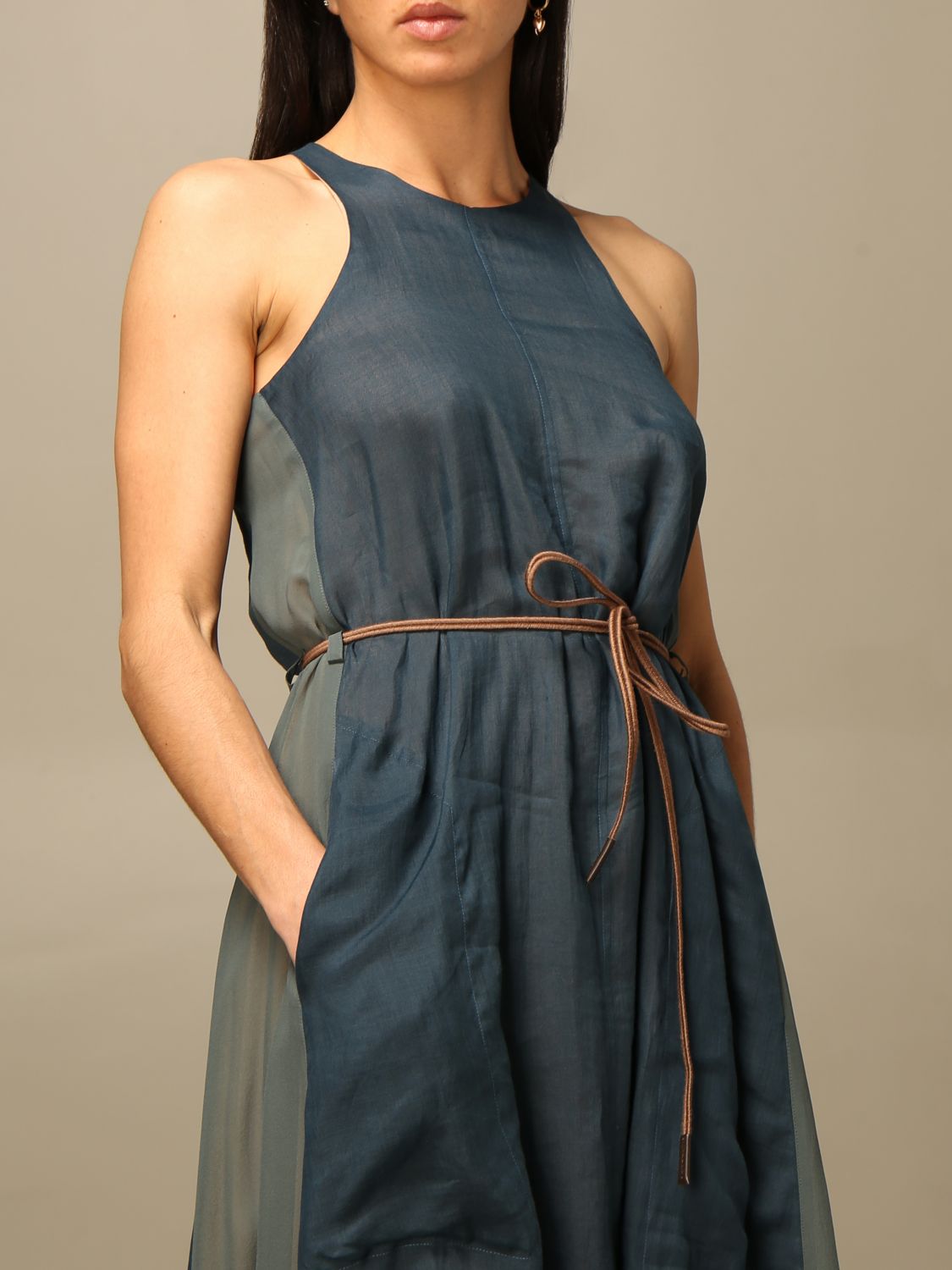 ALYSI: midi dress in silk blend | Dress Alysi Women Petroleum Blue ...