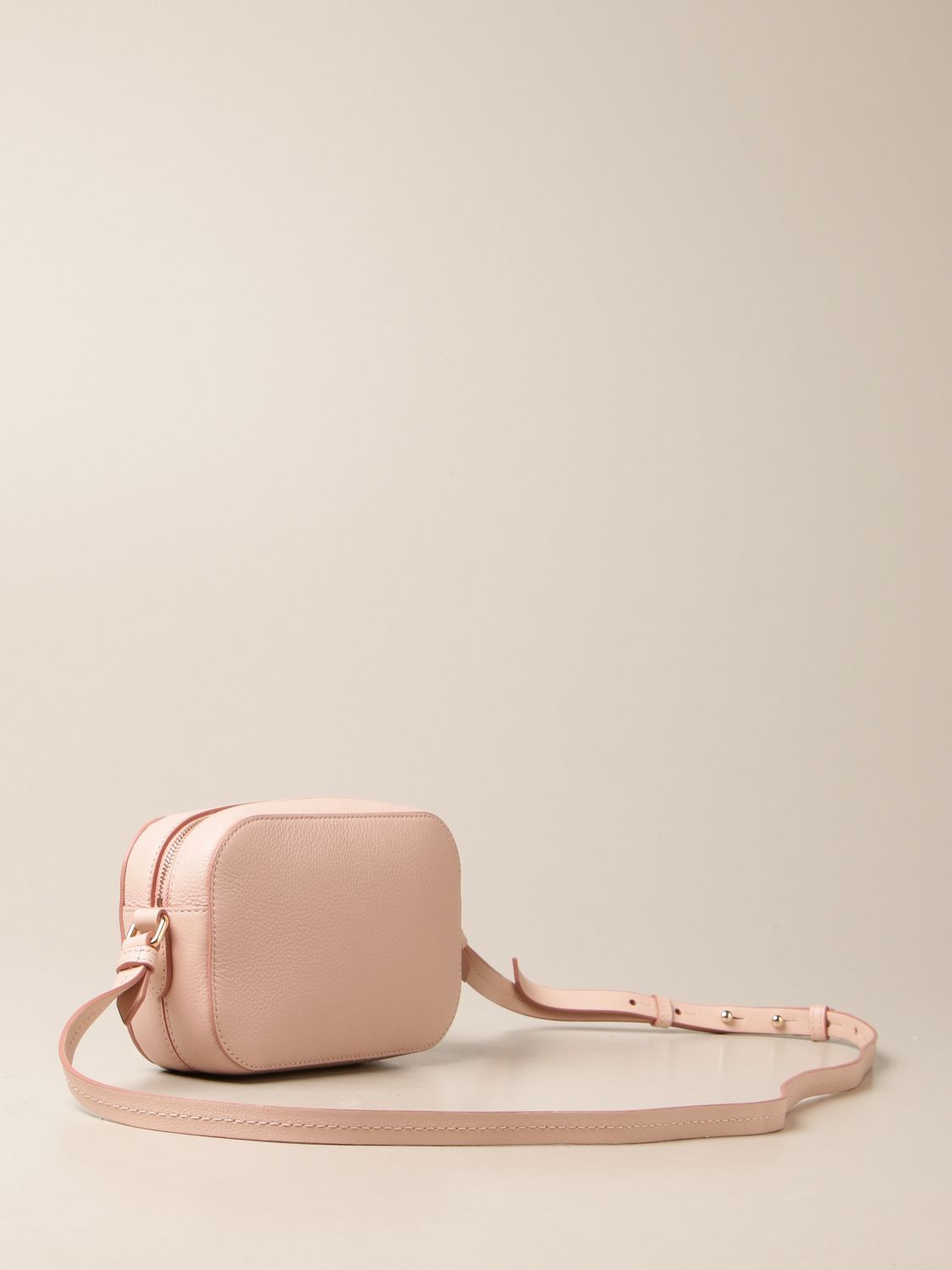 MAX MARA: crossbody bag in genuine hammered leather - Blush Pink
