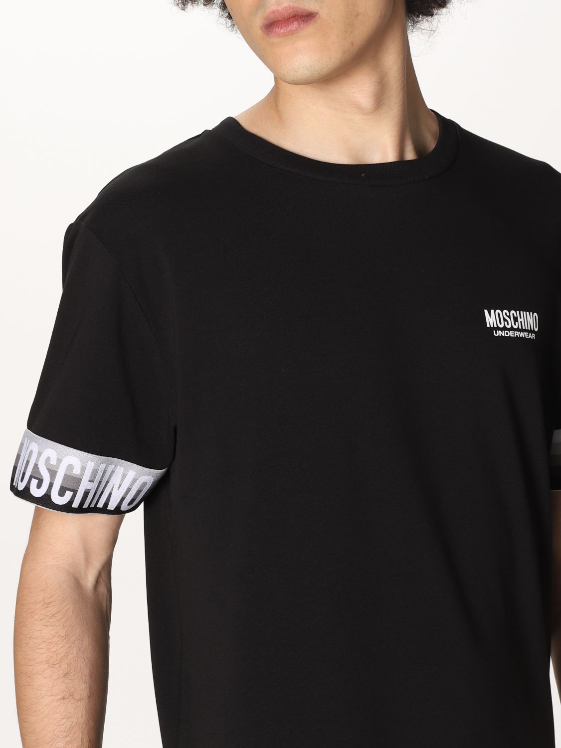 MOSCHINO UNDERWEAR: t-shirt with logo - Black | T-Shirt Moschino ...