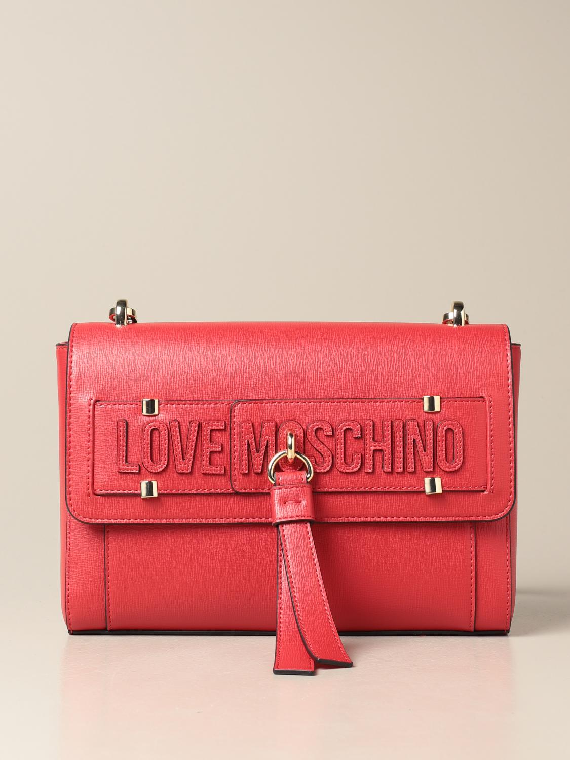 LOVE MOSCHINO shoulder bag in synthetic leather with logo Red Love