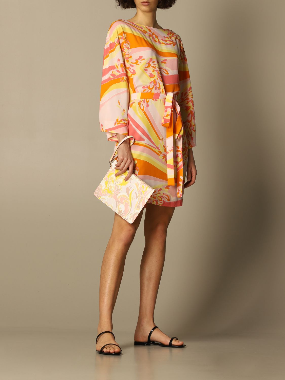 EMILIO PUCCI: short dress in printed viscose - Pink | Dress Emilio