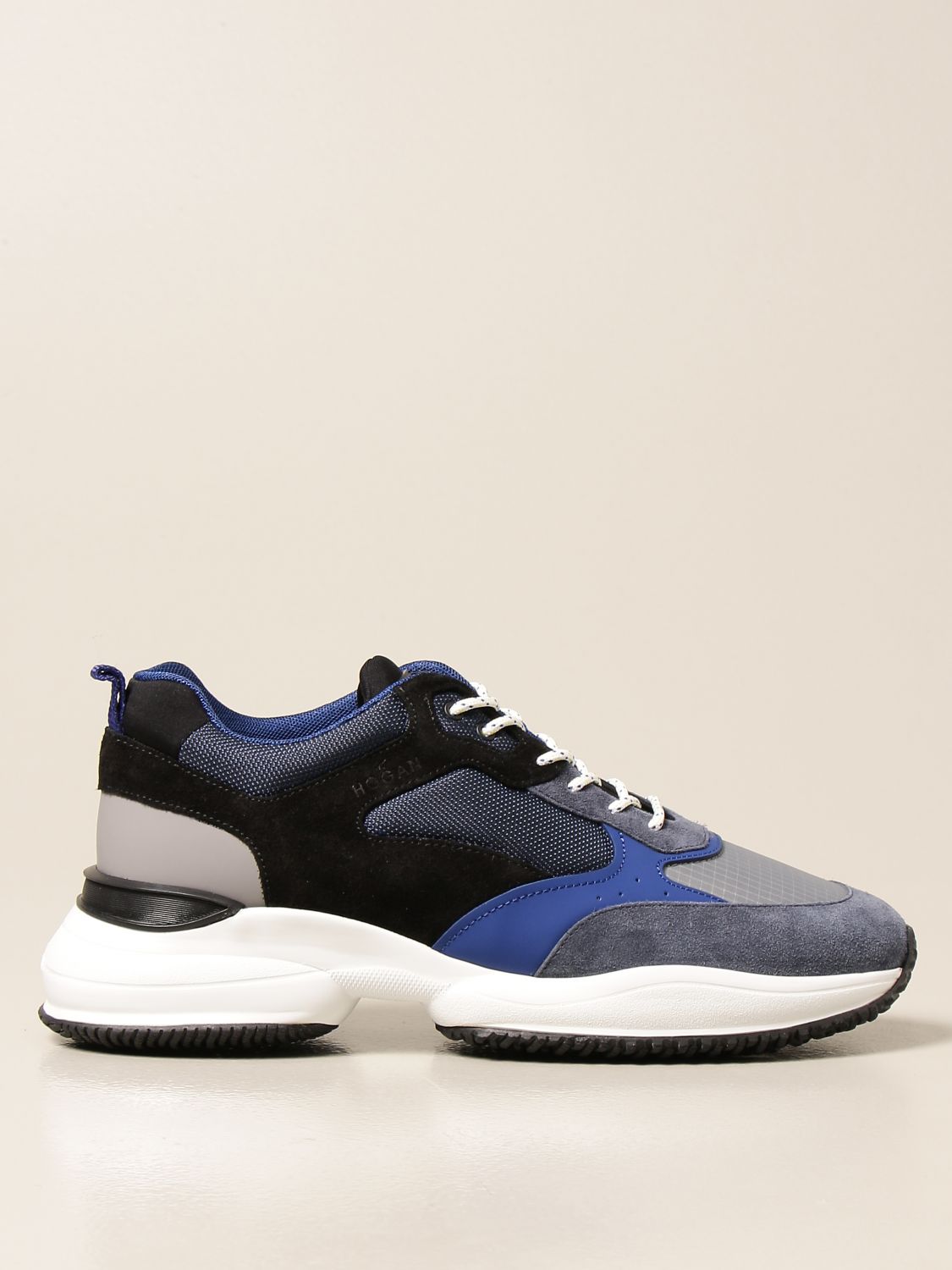 Sneakers Hogan: Interaction Hogan sneakers in suede rubberized leather and micro mesh blue 1
