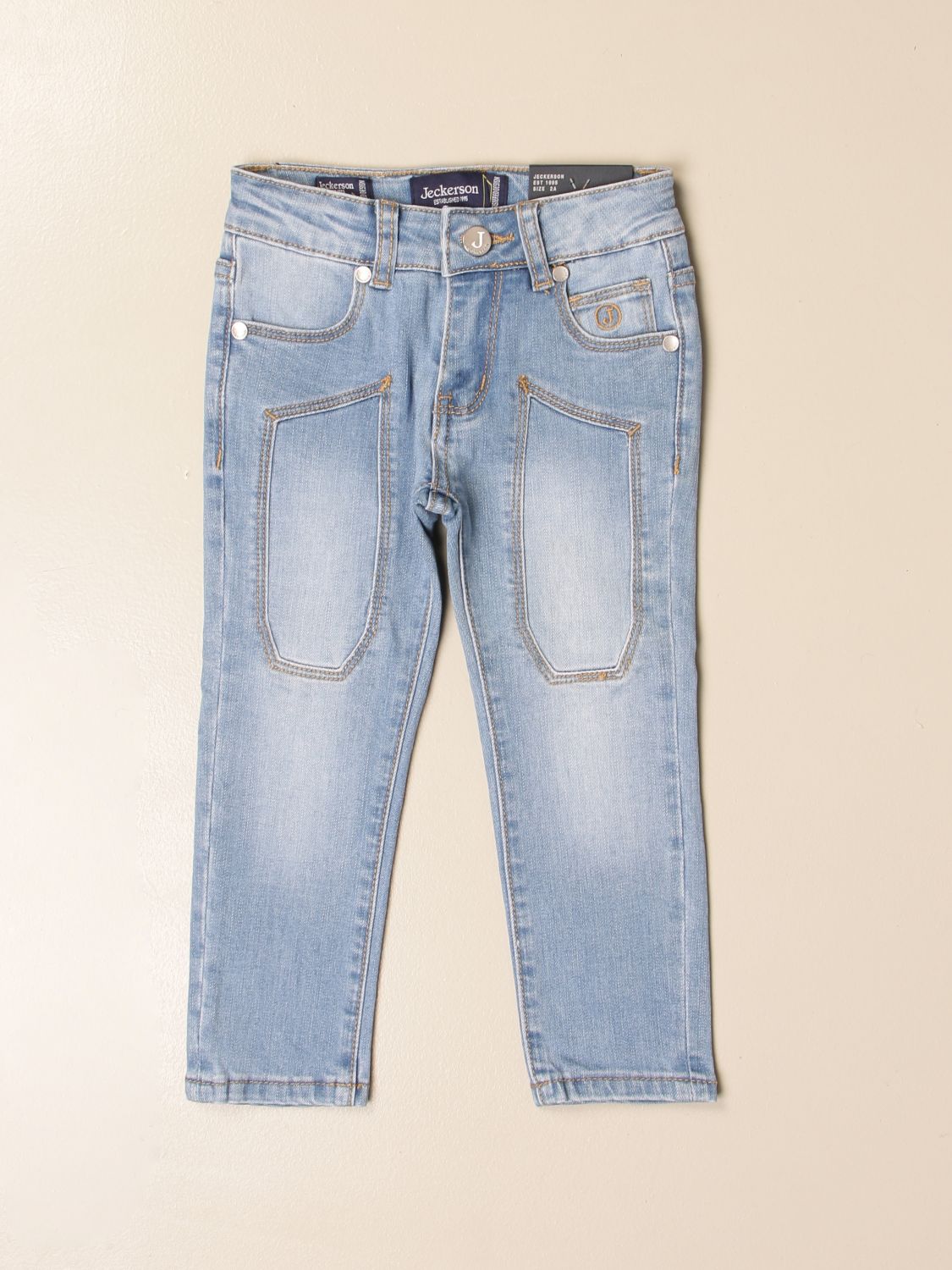 JECKERSON: Jeans a 5 tasche con toppe - Denim