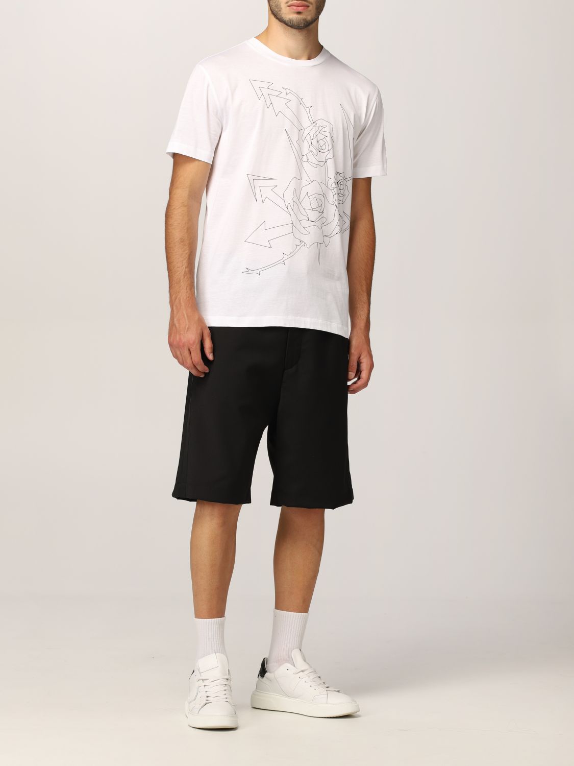 T-shirt Les Hommes: T-shirt Les Hommes in cotone con stampa floreale bianco 2