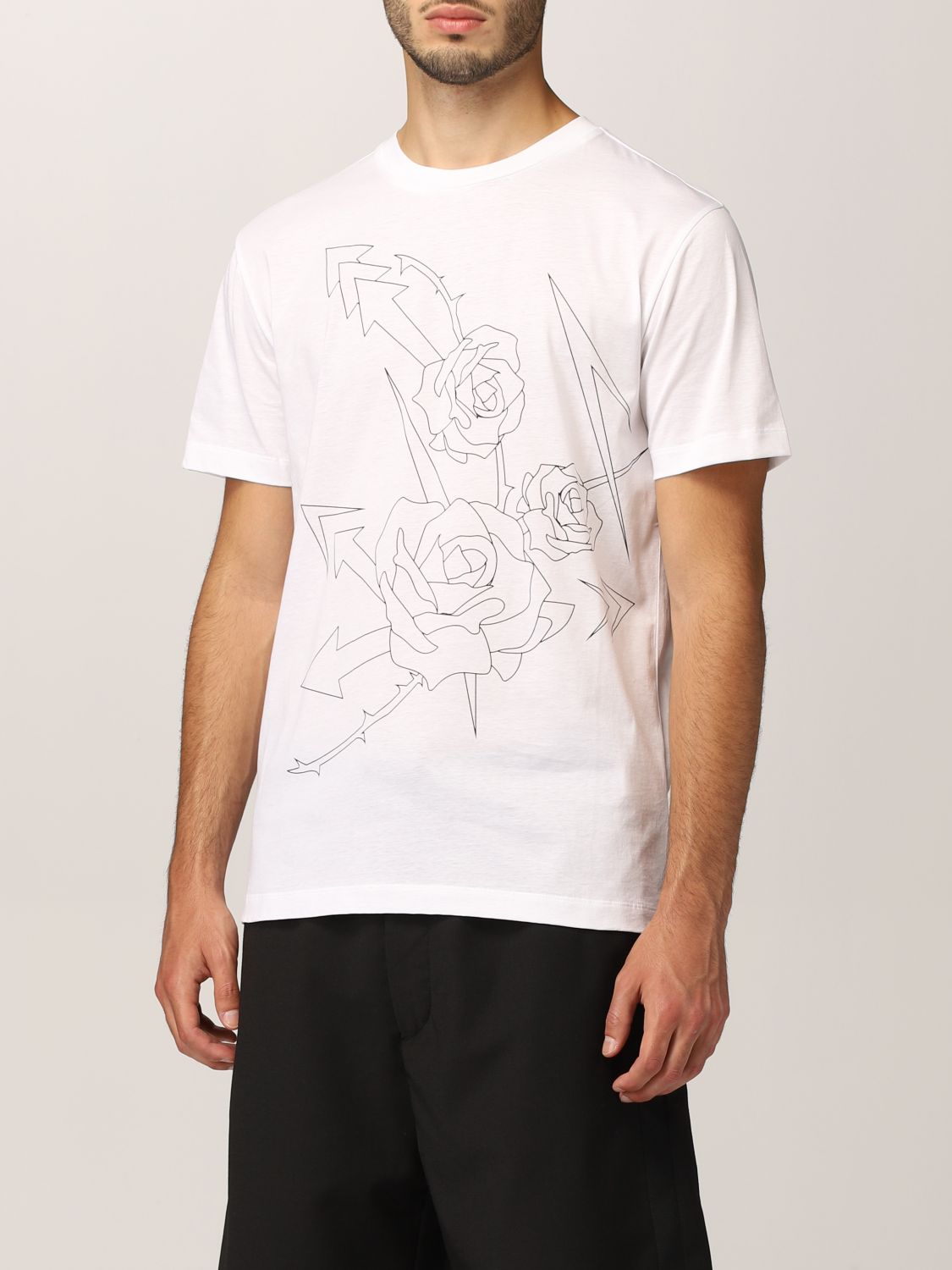 T-shirt Les Hommes: Les Hommes cotton T-shirt with floral print white 4