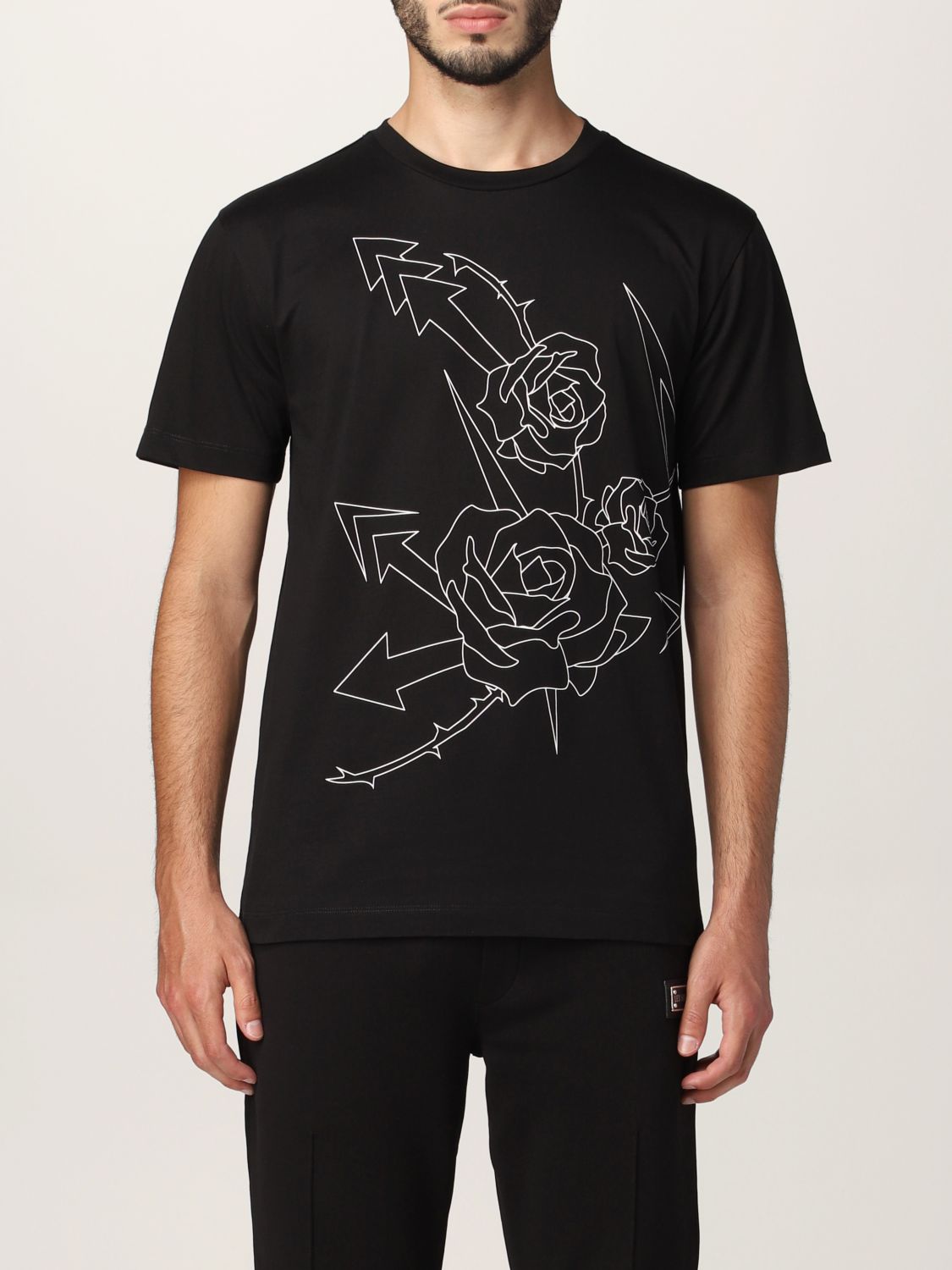 T-shirt Les Hommes: T-shirt Les Hommes in cotone con stampa floreale nero 1