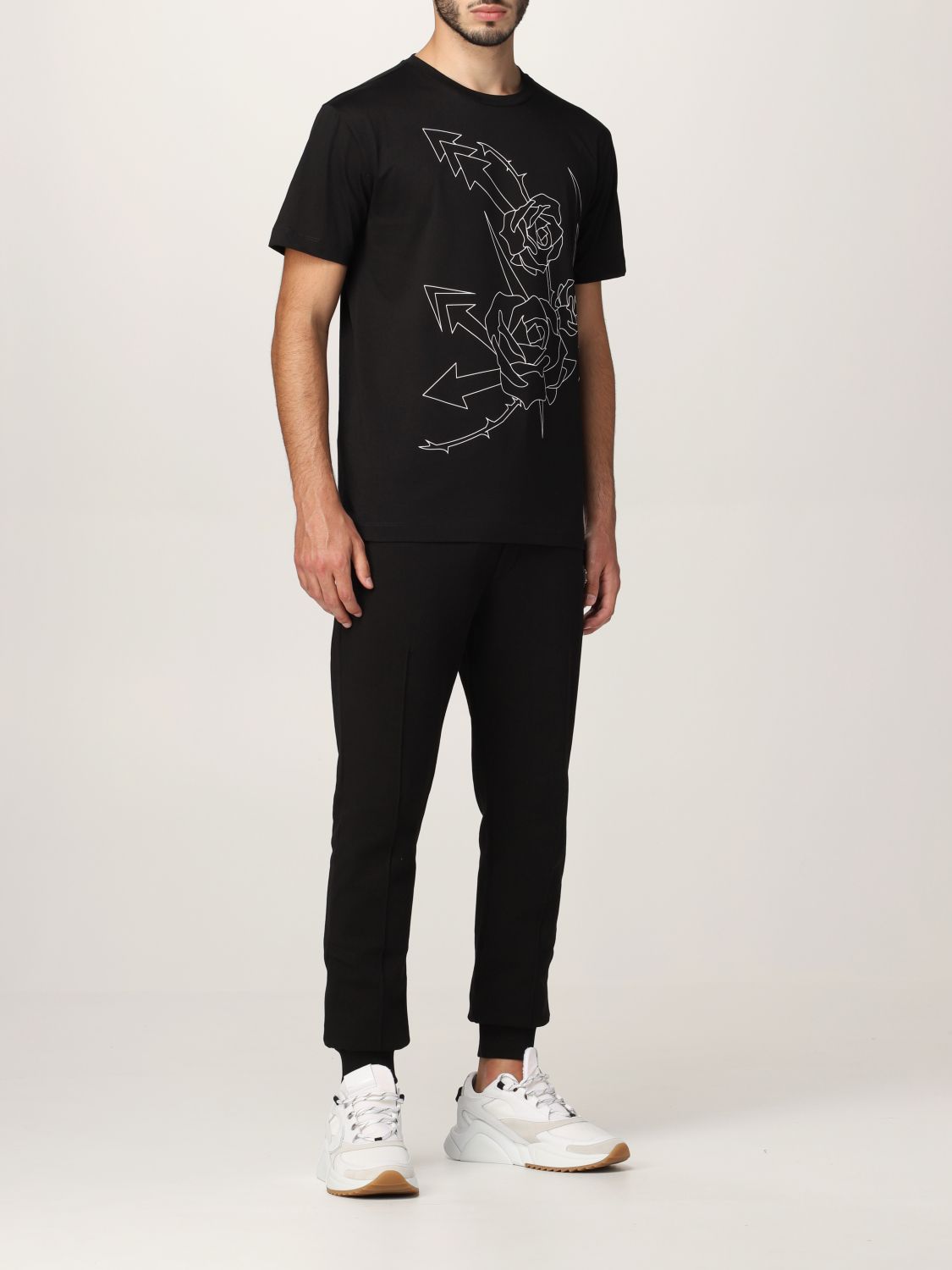 T-shirt Les Hommes: T-shirt Les Hommes in cotone con stampa floreale nero 2