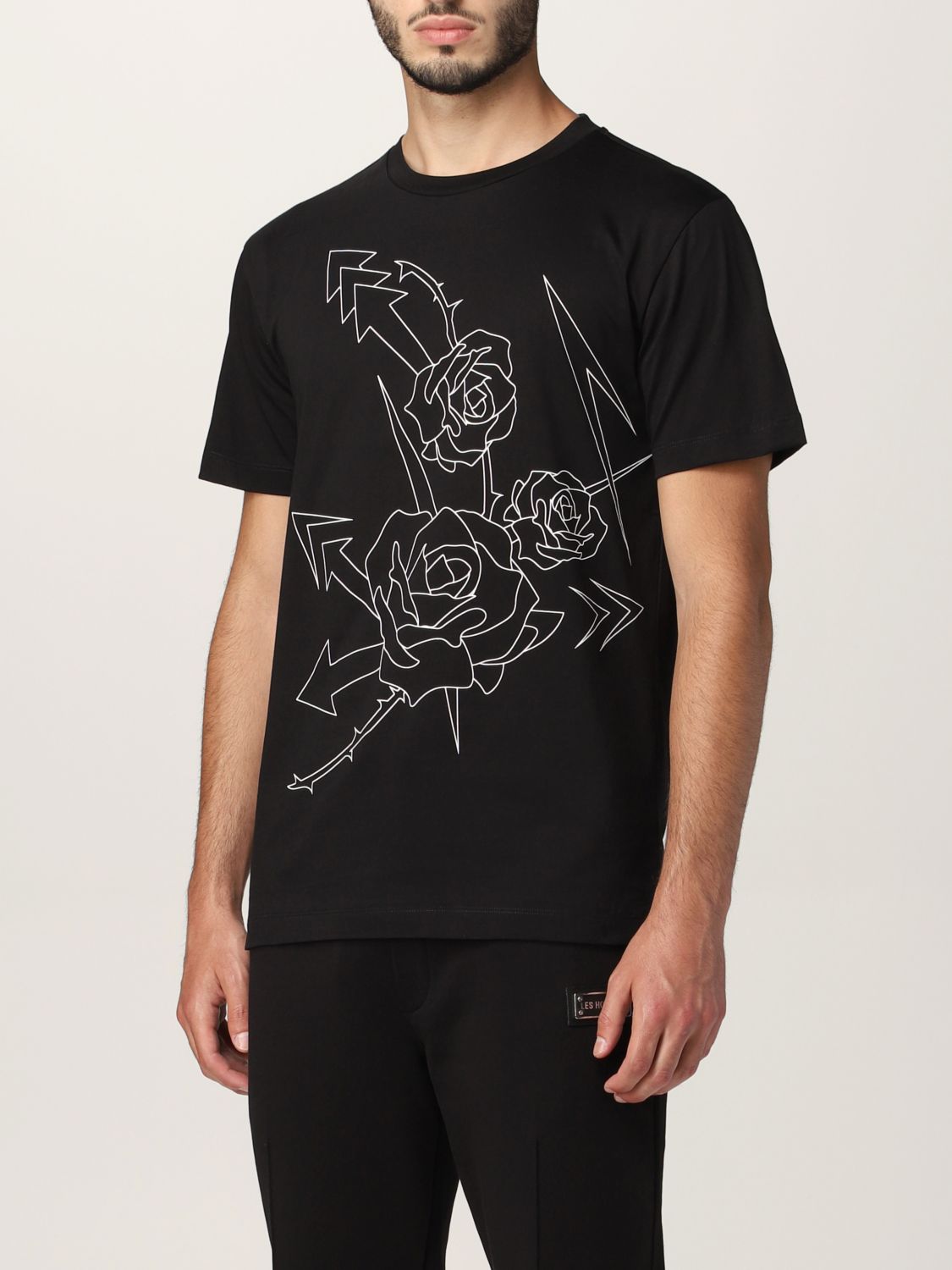 T-shirt Les Hommes: T-shirt Les Hommes in cotone con stampa floreale nero 4
