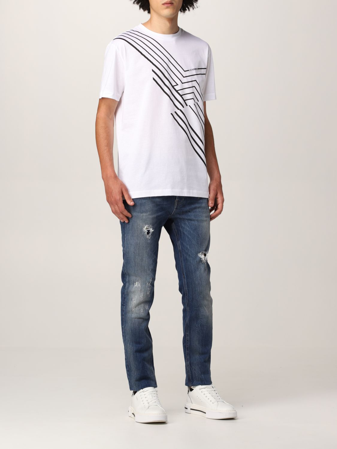T-shirt Les Hommes: Les Hommes cotton T-shirt with print white 2