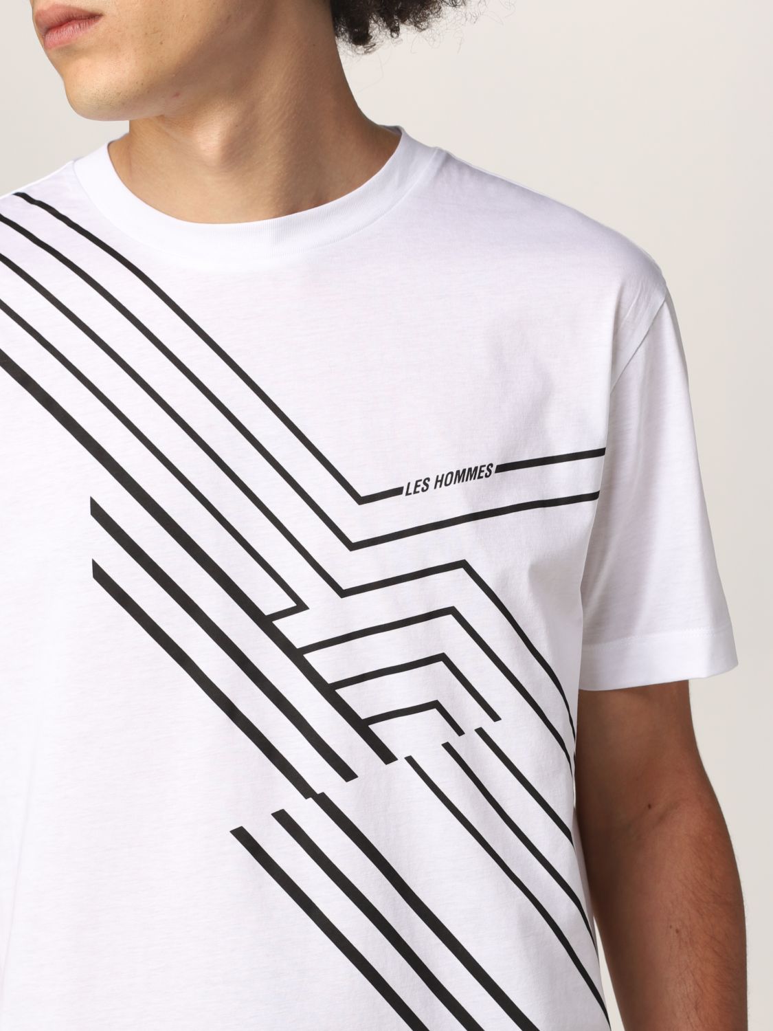 T-shirt Les Hommes: Les Hommes cotton T-shirt with print white 5