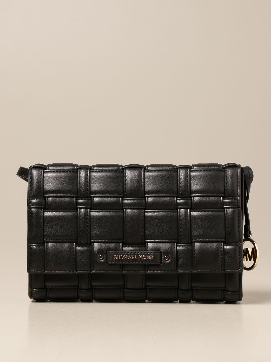MICHAEL KORS: Ivy Michael bag in woven vegan synthetic leather - Black | Michael  Kors crossbody bags 32S1G2IC7U online on 