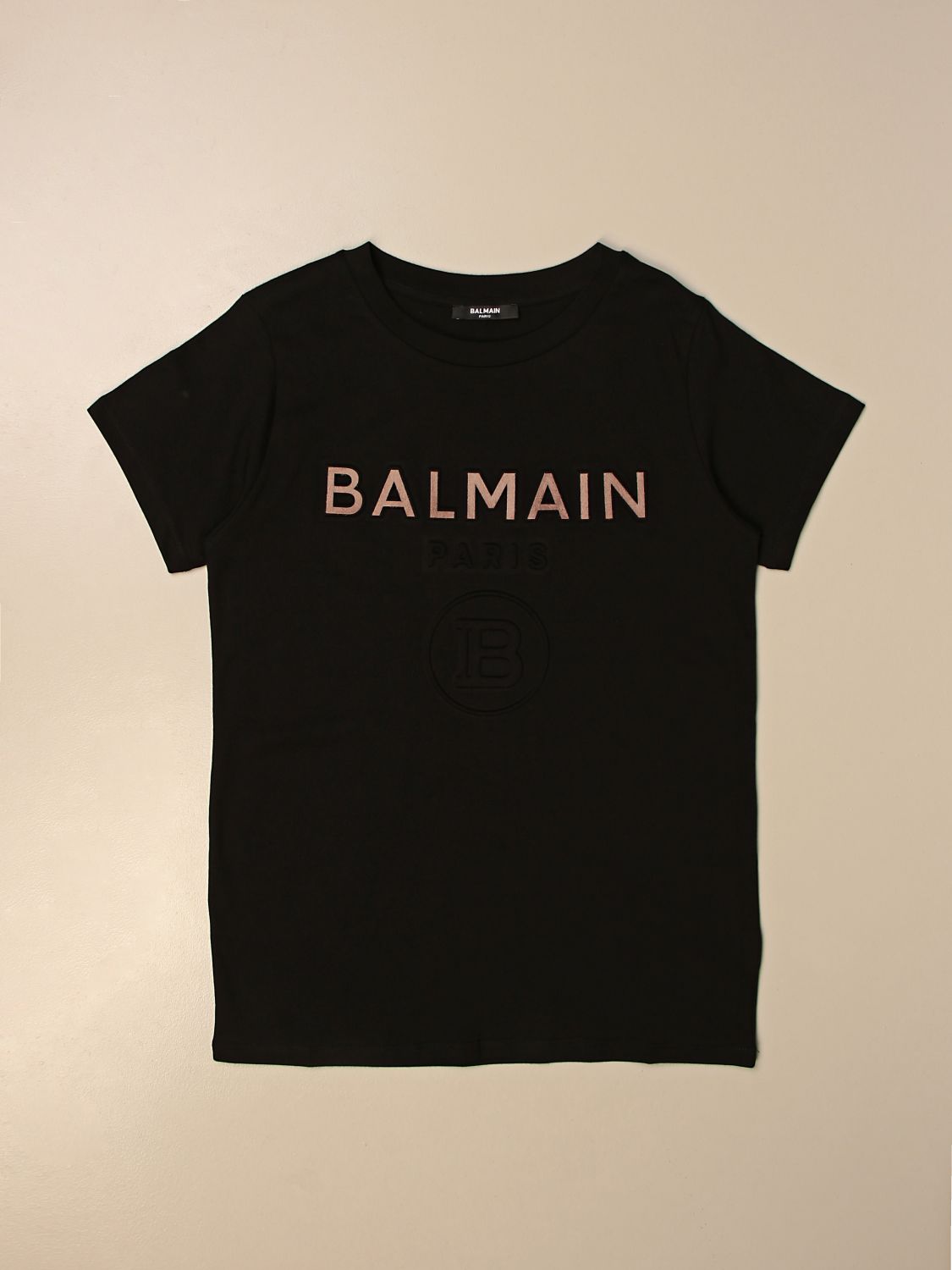 BALMAIN: cotton t-shirt with logo - Black | Balmain t-shirt 6O8521 ...