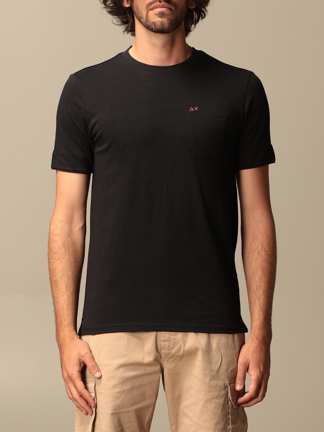 SUN 68 crew neck Tshirt with pocket Black TShirt Sun 68 T31102