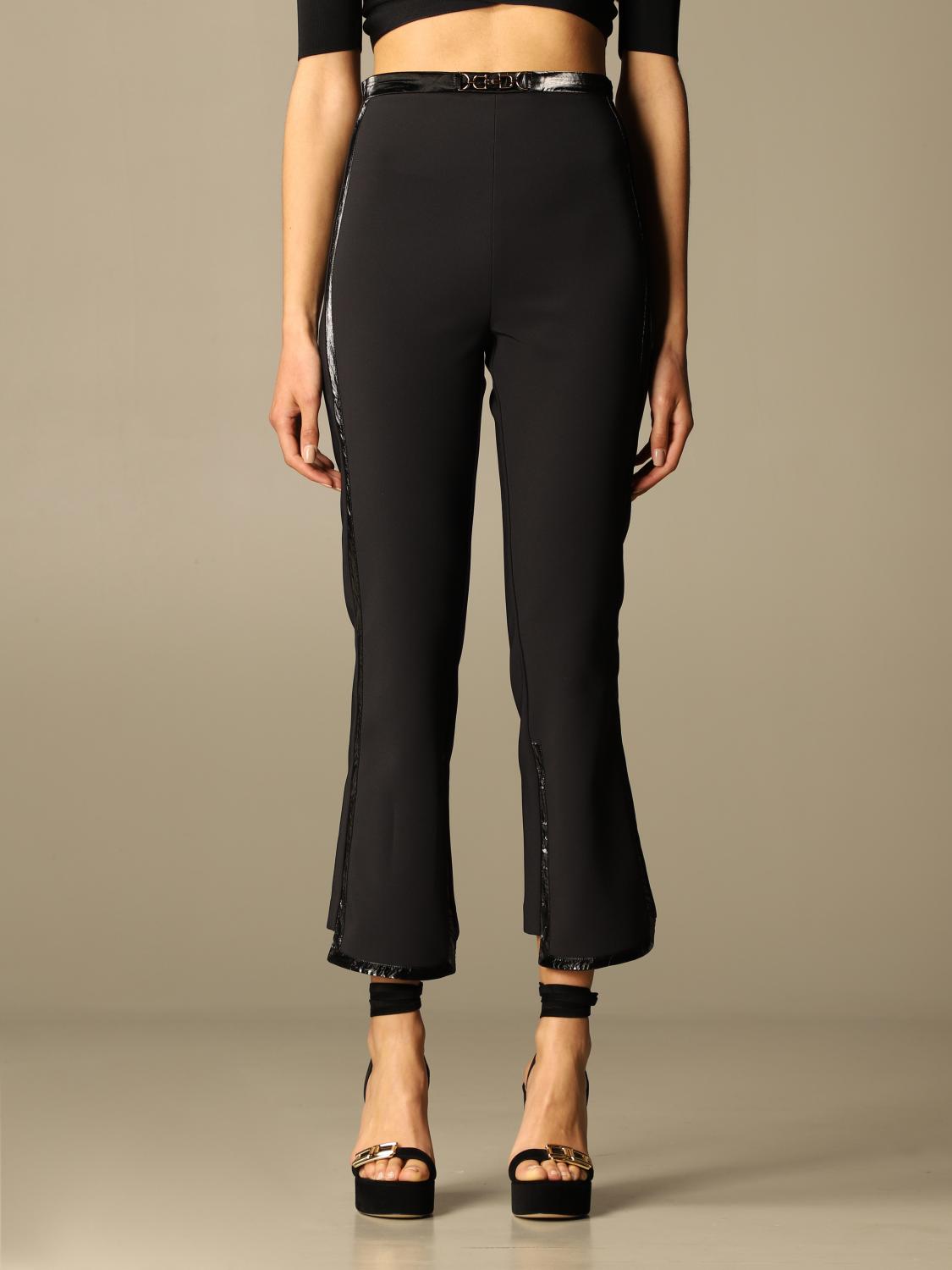 ELISABETTA FRANCHI: Pantalone a vita alta - Nero | Pantalone Elisabetta  Franchi PA345 GIGLIO.COM