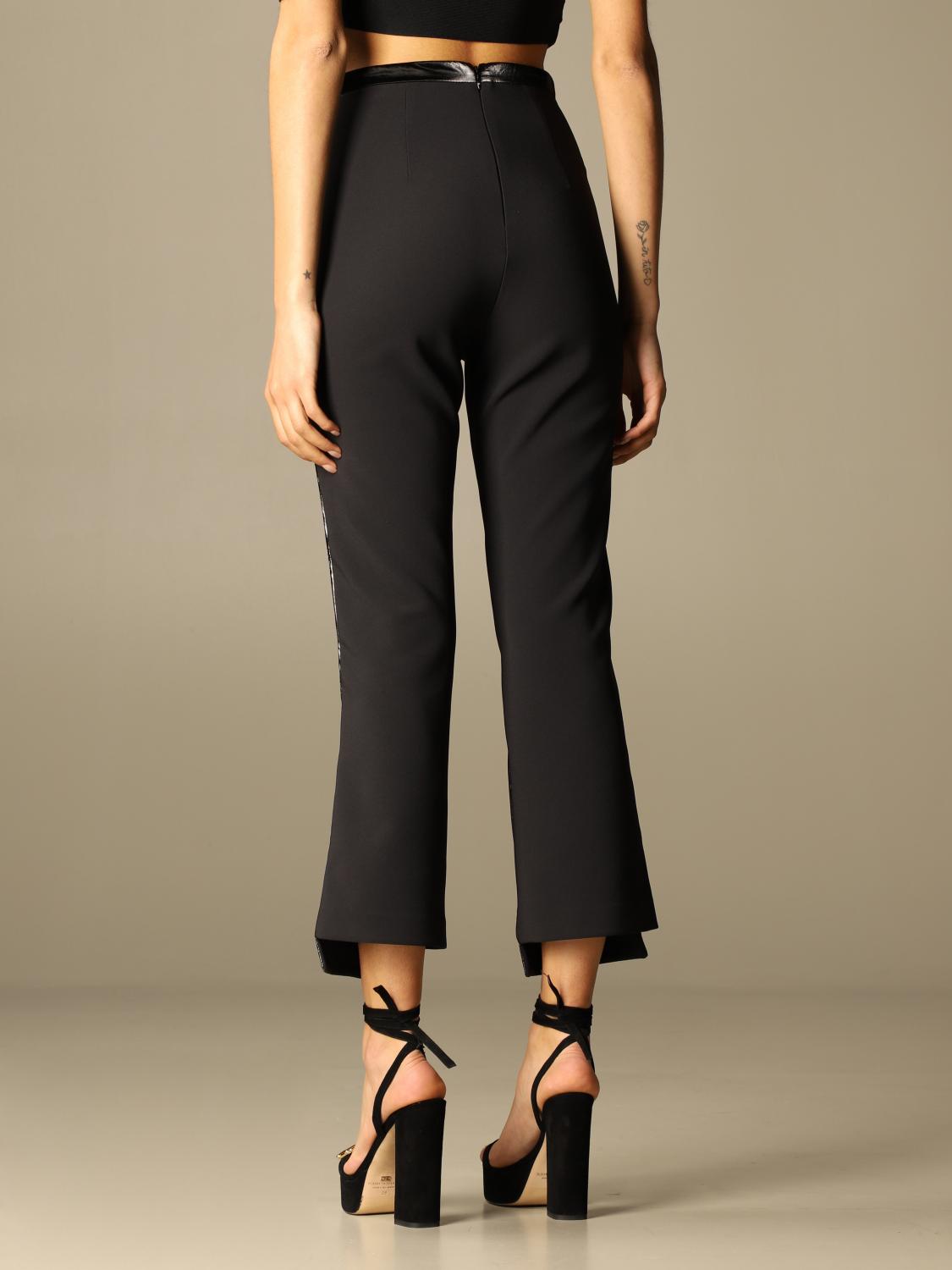 ELISABETTA FRANCHI: Pantalone a vita alta - Nero | Pantalone Elisabetta  Franchi PA345 GIGLIO.COM